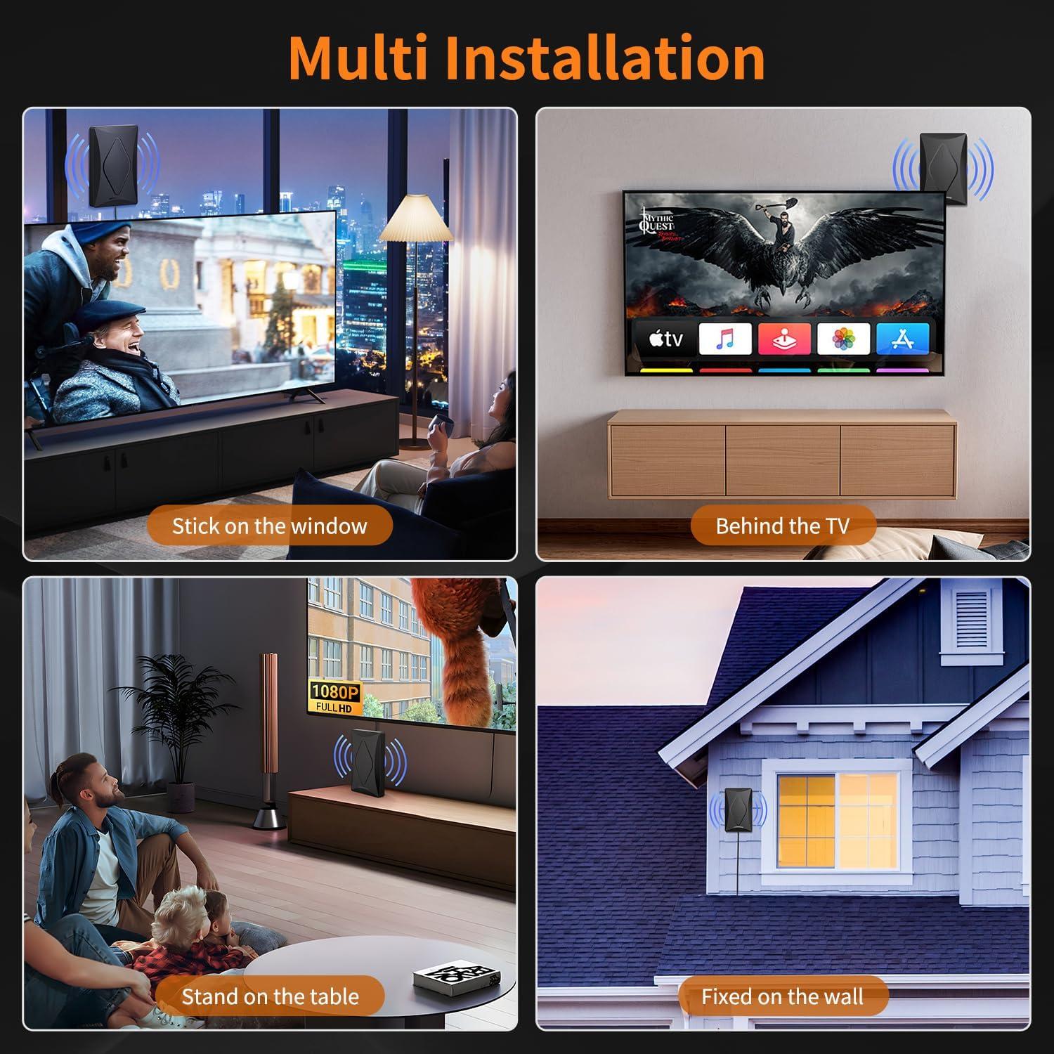 Antena de TV Digital Oheotoo 2024 4K 1080p HD Interior Exterior