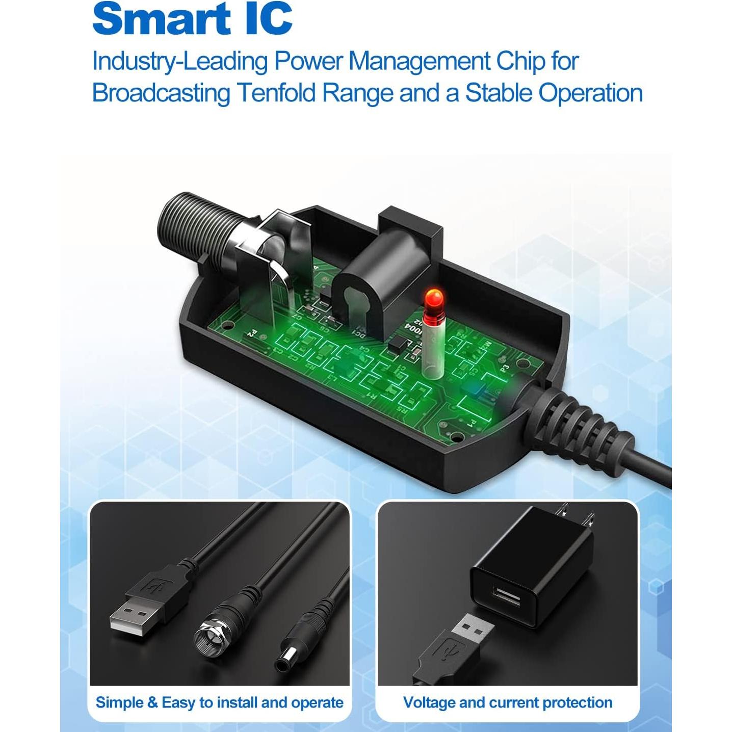 Antena de TV Interior Vansky VS-TX01 Amplificada 1080p 5m