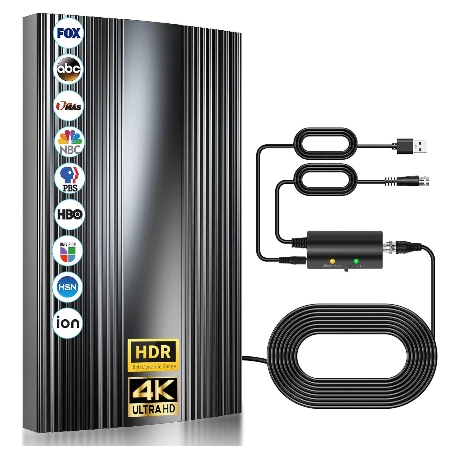 Antena de TV Interior Amplificada Nelapsano 2200+ Millas HD