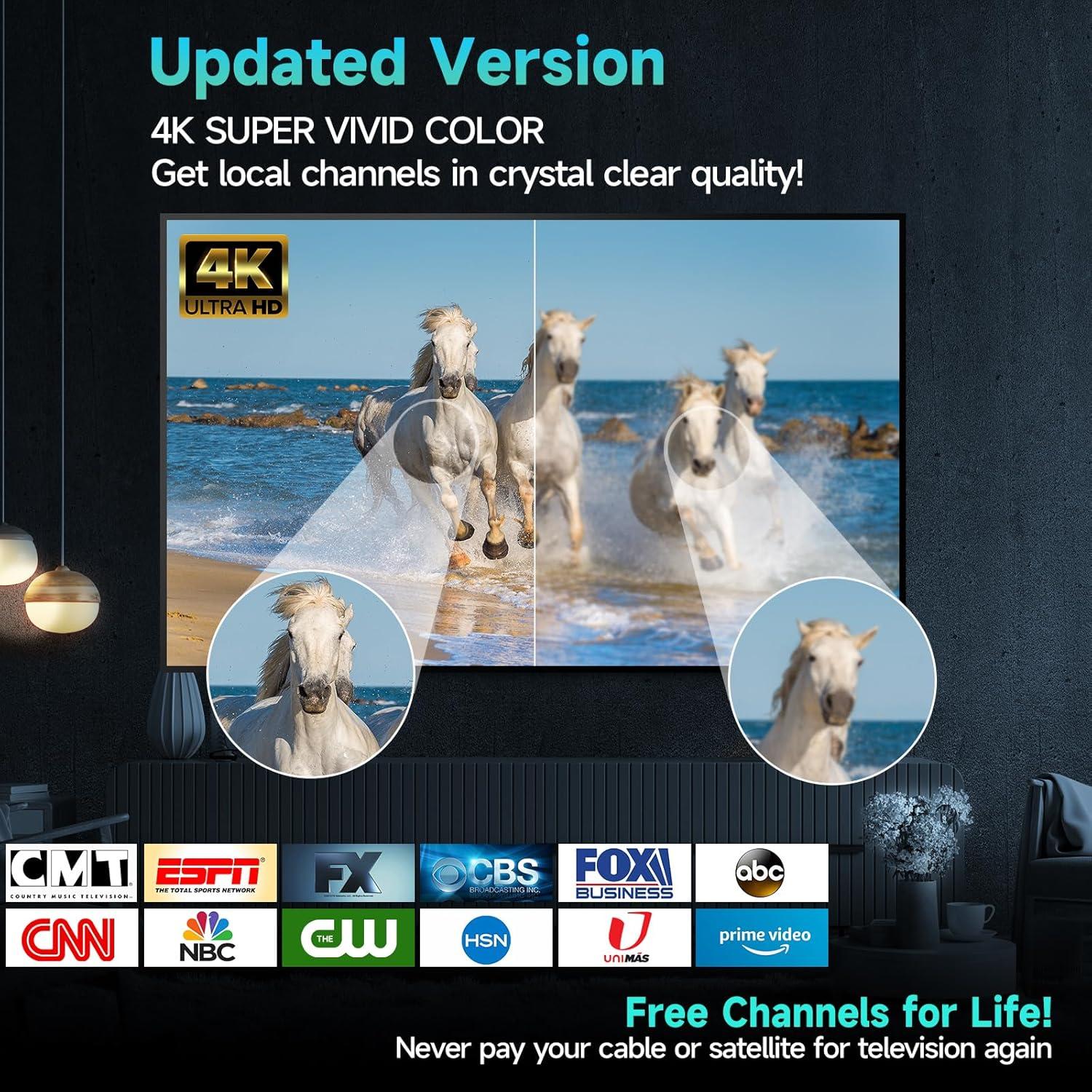 Antena de TV Interior Amplificada Nelapsano 2200+ Millas HD