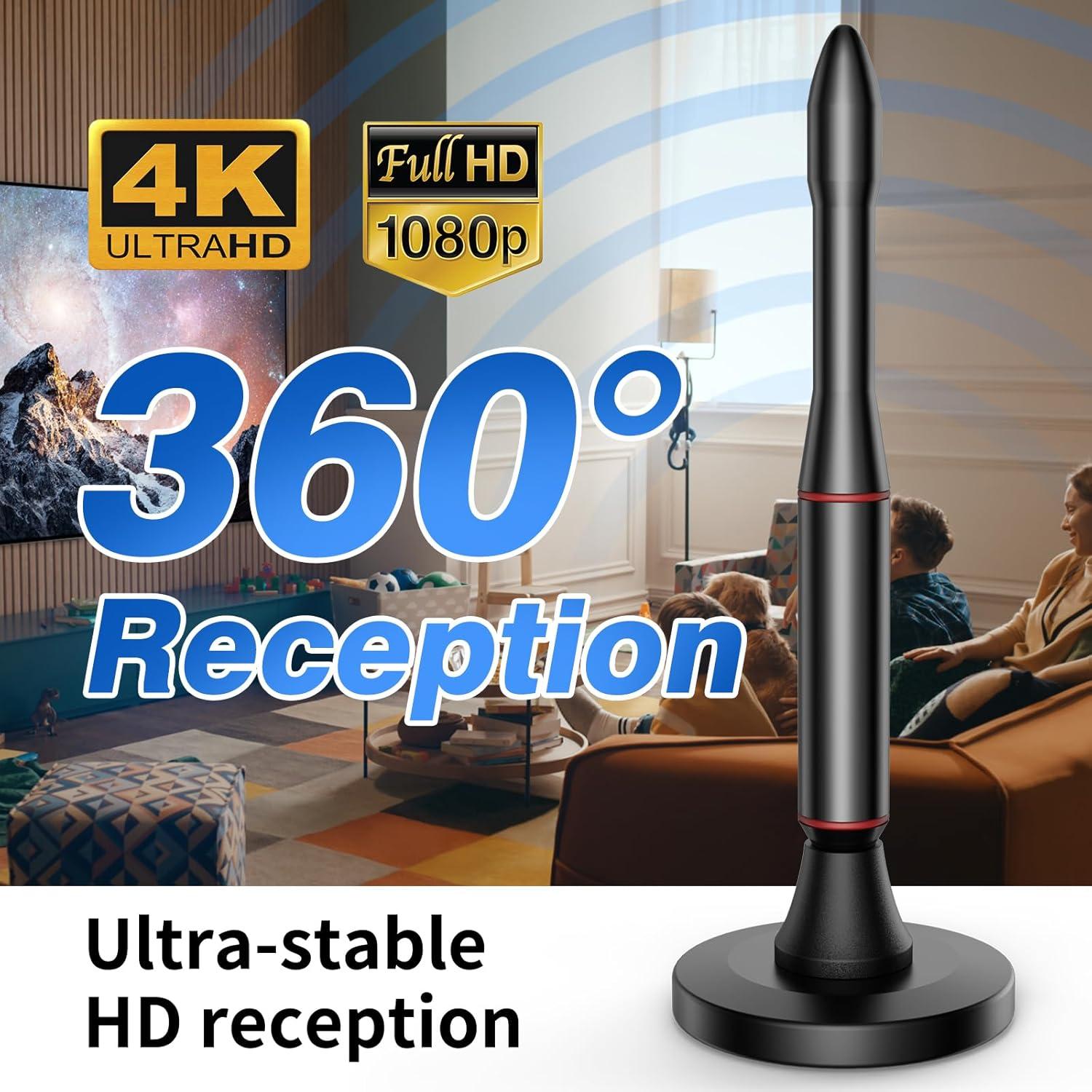 Antena de TV Digital Oaitree 650+ Millas 4K HD Negra