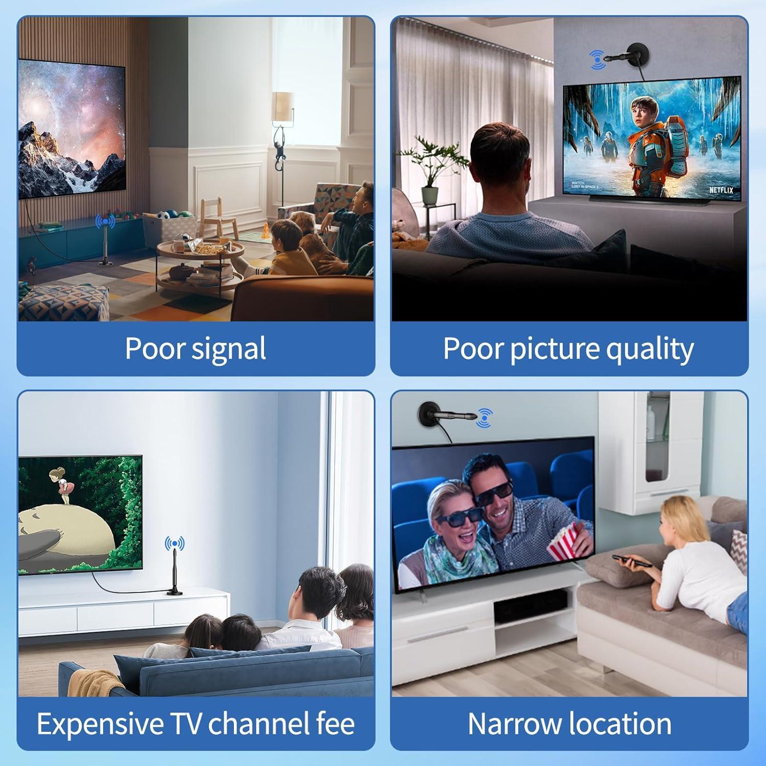 Antena de TV Digital Oaitree 650+ Millas 4K HD Negra