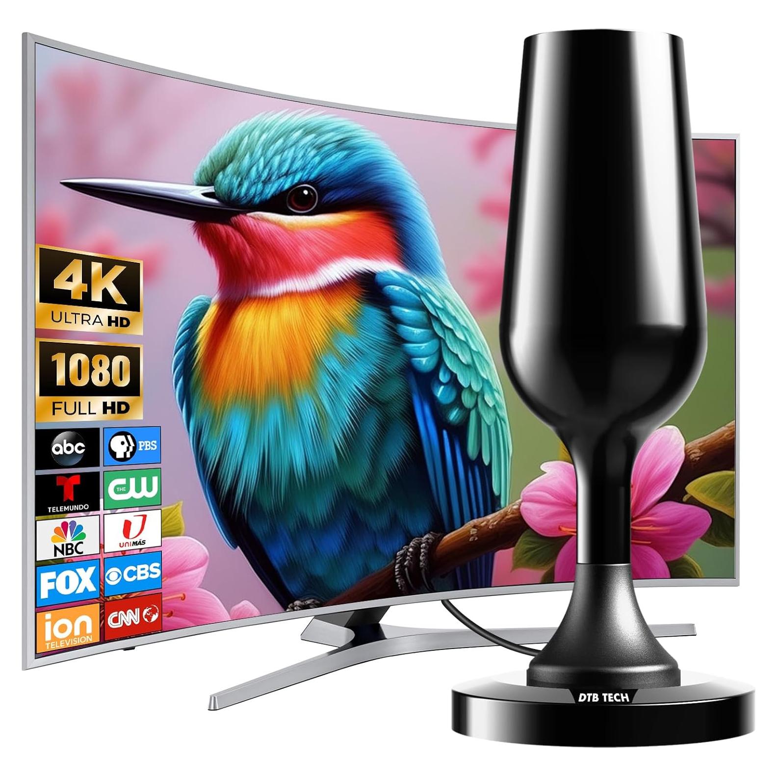 Antena de TV Digital HD DTB TECH TV-157B 360° 4K 1080P