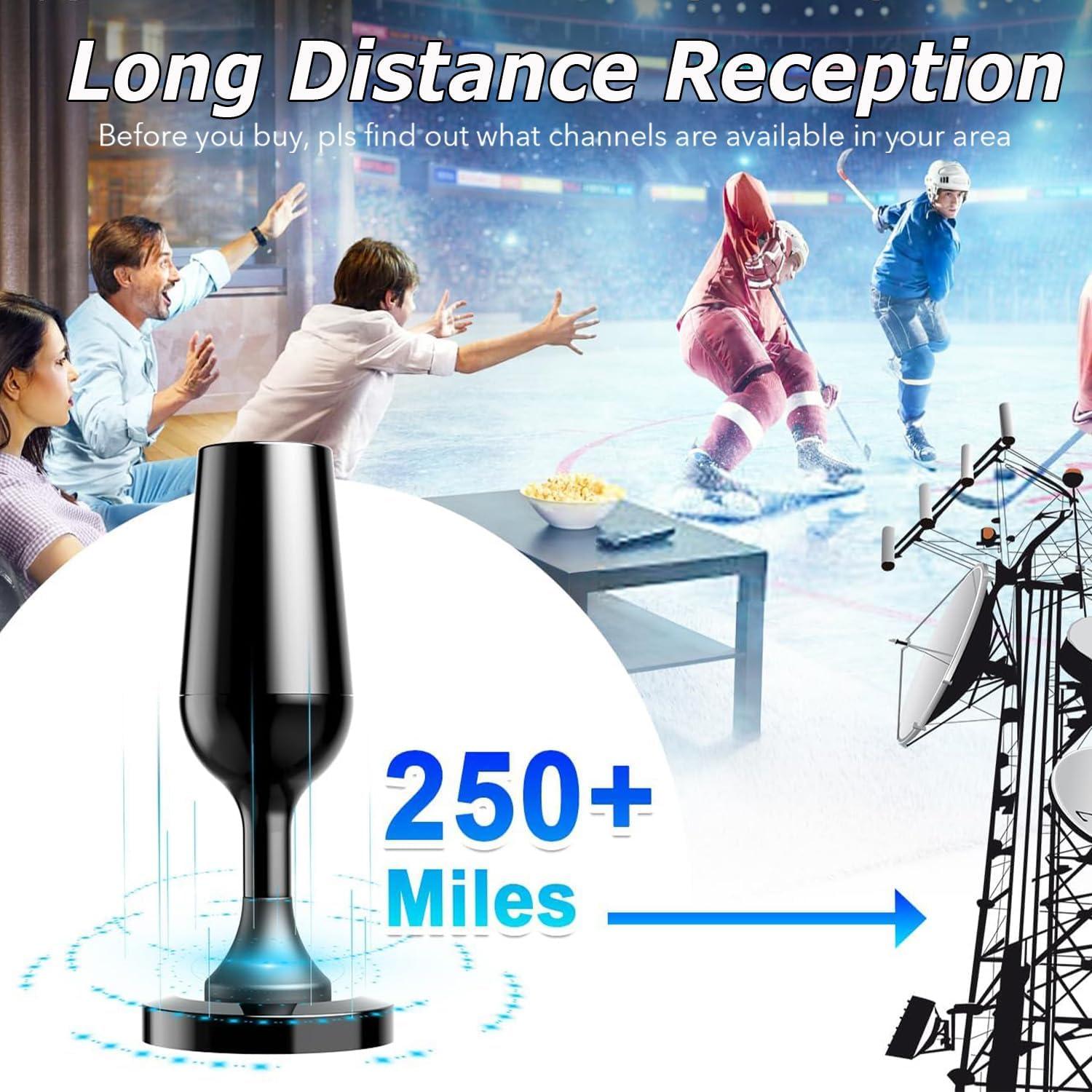 Antena de TV Digital HD DTB TECH TV-157B 360° 4K 1080P