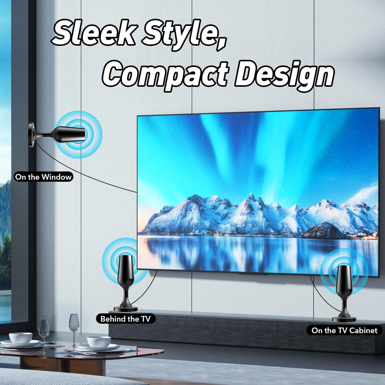 Antena de TV Digital HD DTB TECH TV-157B 360° 4K 1080P