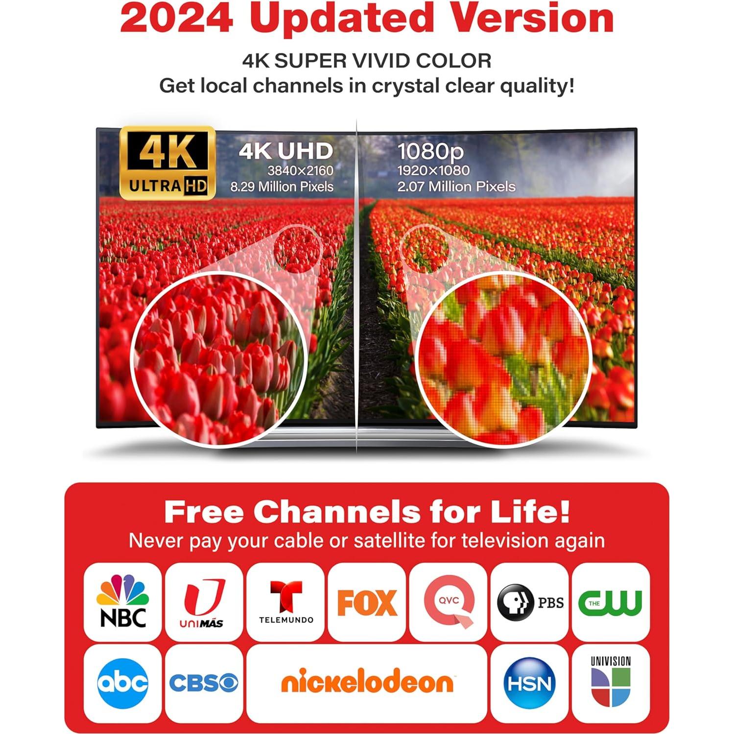 Antena de TV Interior Gesobyte 300 Amplificada HD 966 km