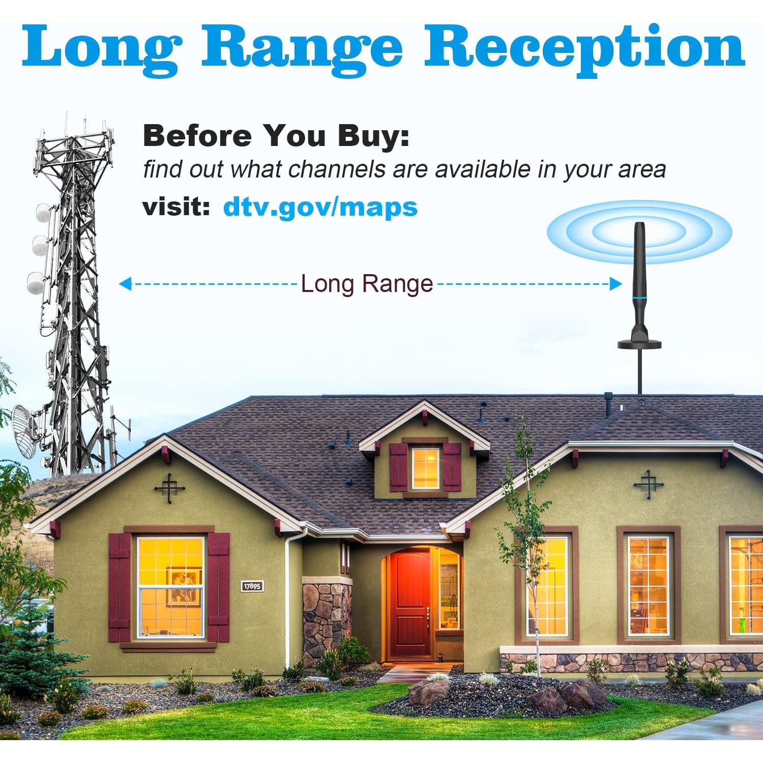 Antena Digital HDTV Interior DGUPSP 360° Recepción 4K 1080P