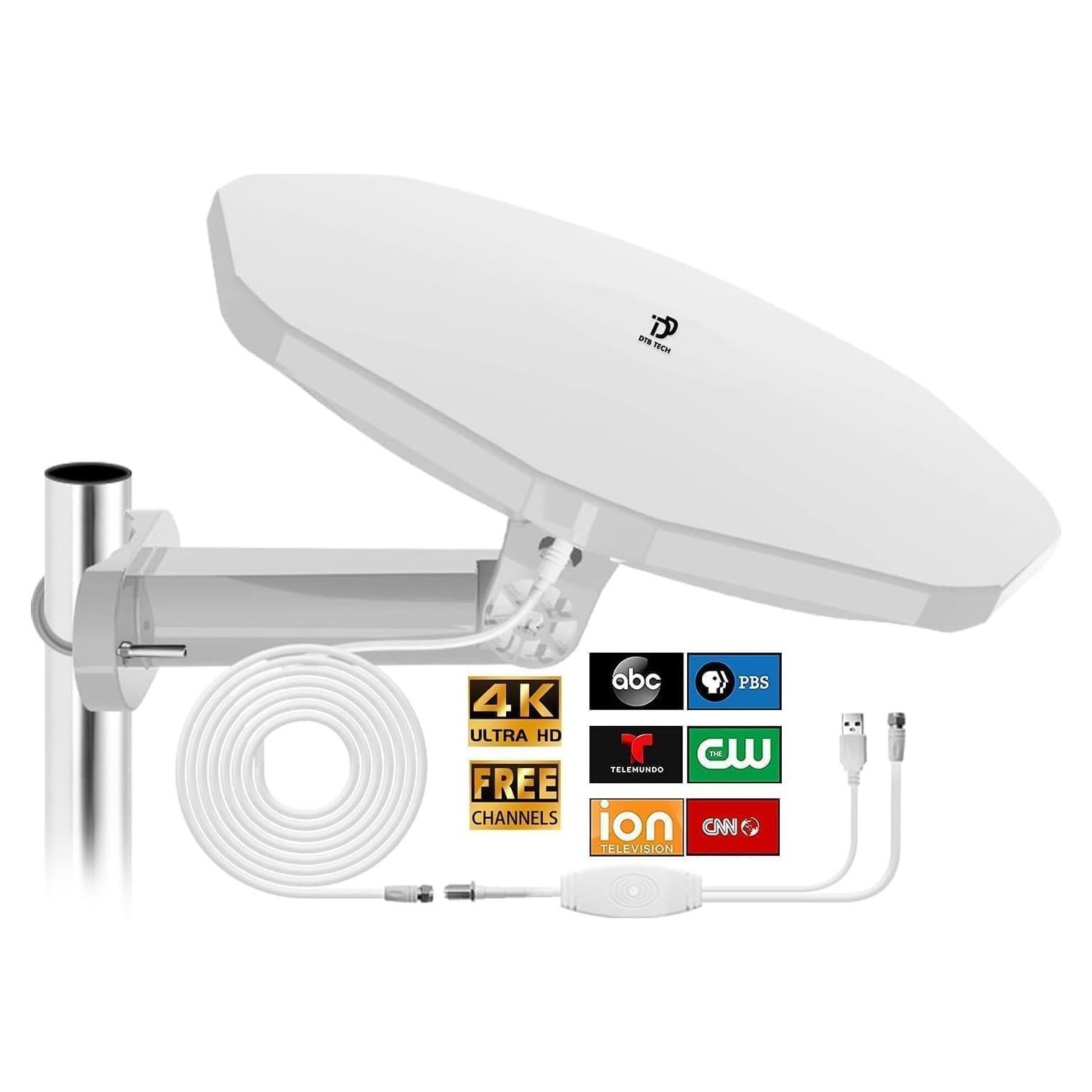 Antena de TV Exterior Digital Amplificada DTB TECH TV084-2 360°