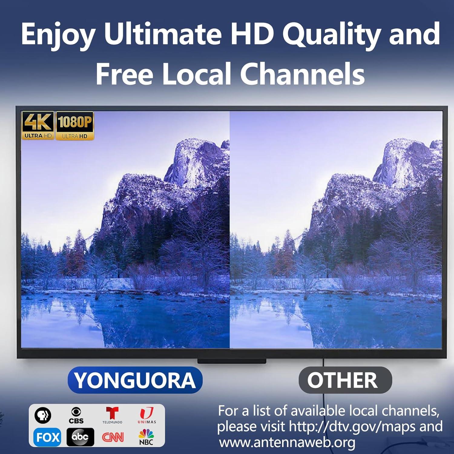 Antena HDTV Amplificada Yonquora 2025 con Amplificador 4K