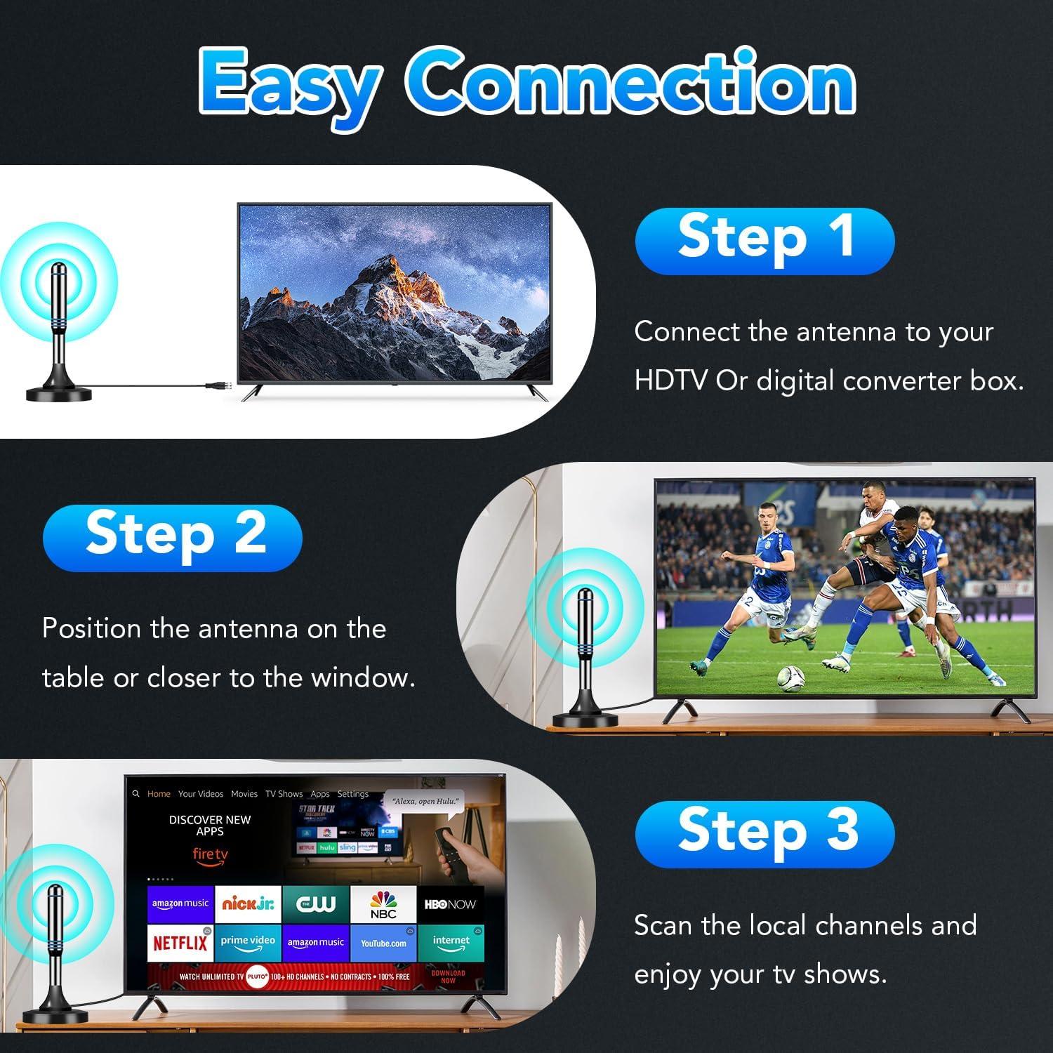 Antena de TV Digital DTVSUBS DTV011B 4K HD Interior 241 km