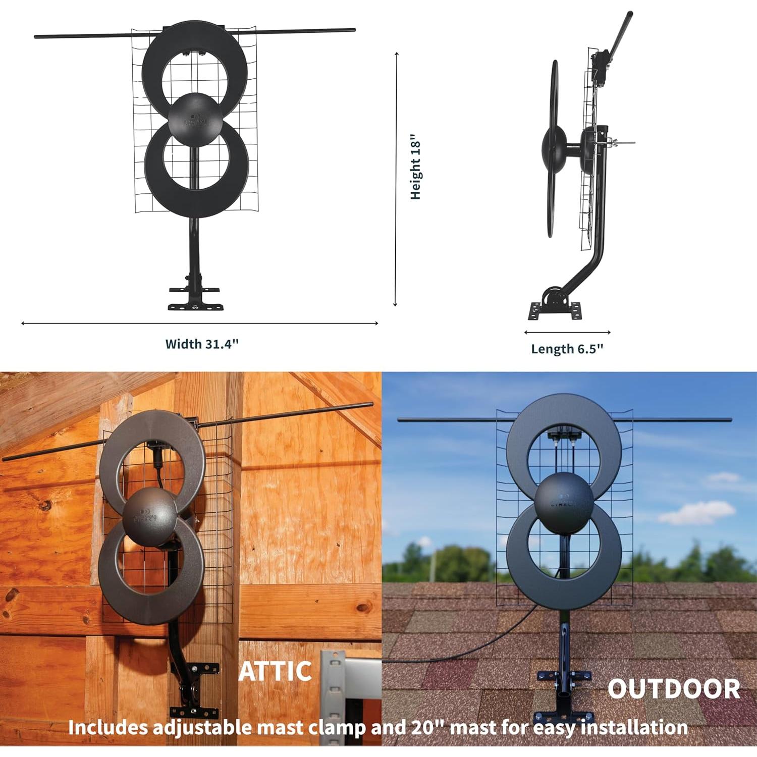 Antena de TV ClearStream 2V - Multidireccional 60+ millas