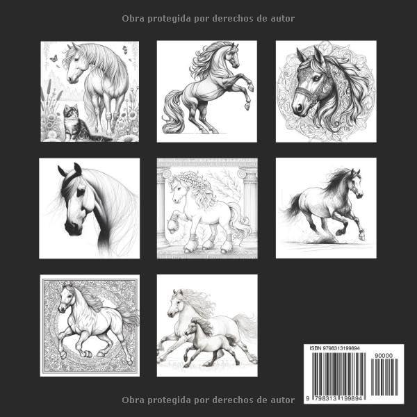 Caballos: Libro para Colorear: para adolescentes y adultos - 50 dibujos (Spanish Edition)