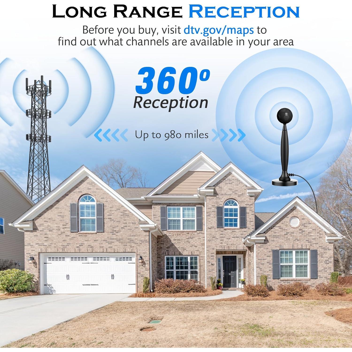 Antena de TV Digital Amplificada Fortrek FX-22A 4K 1080p