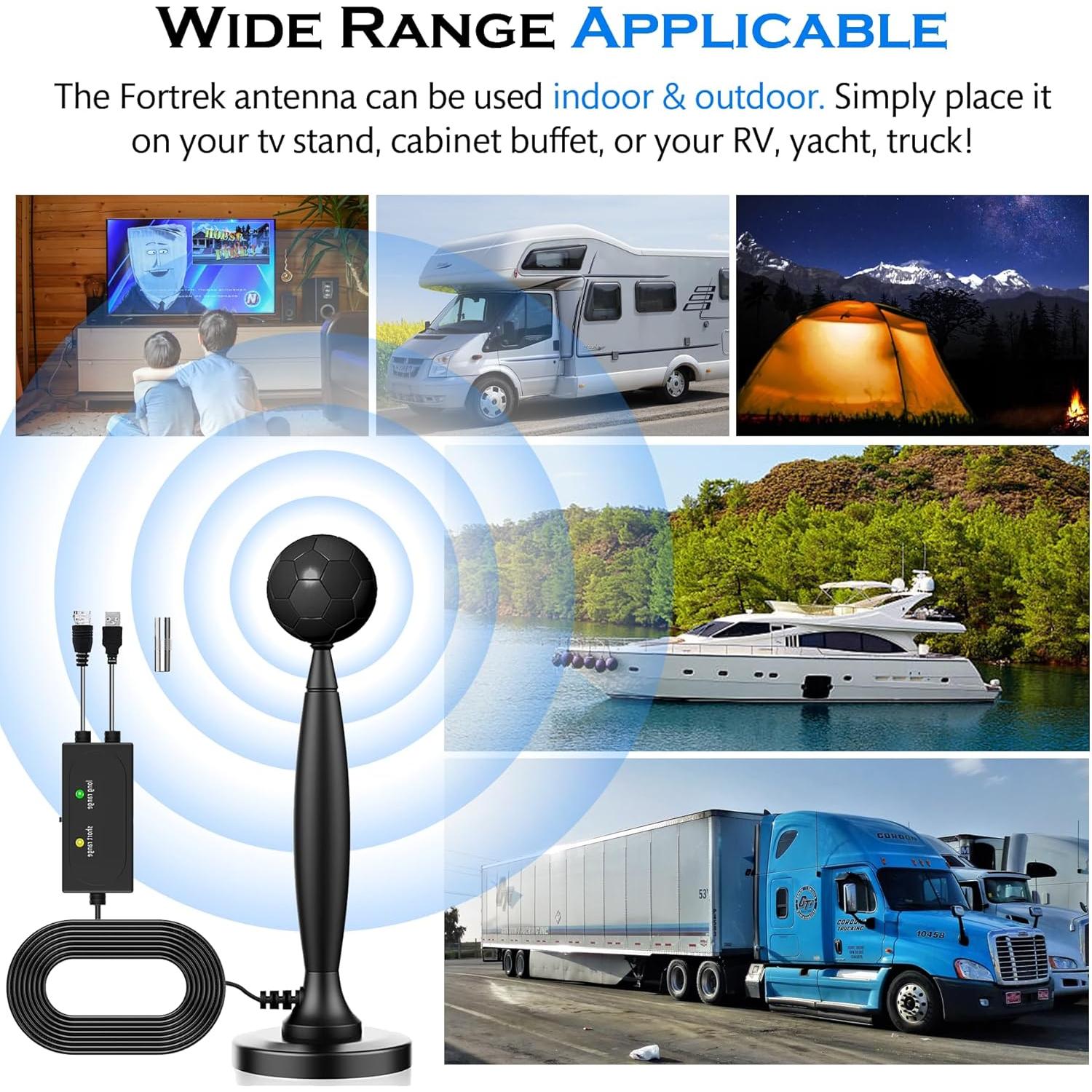 Antena de TV Digital Amplificada Fortrek FX-22A 4K 1080p