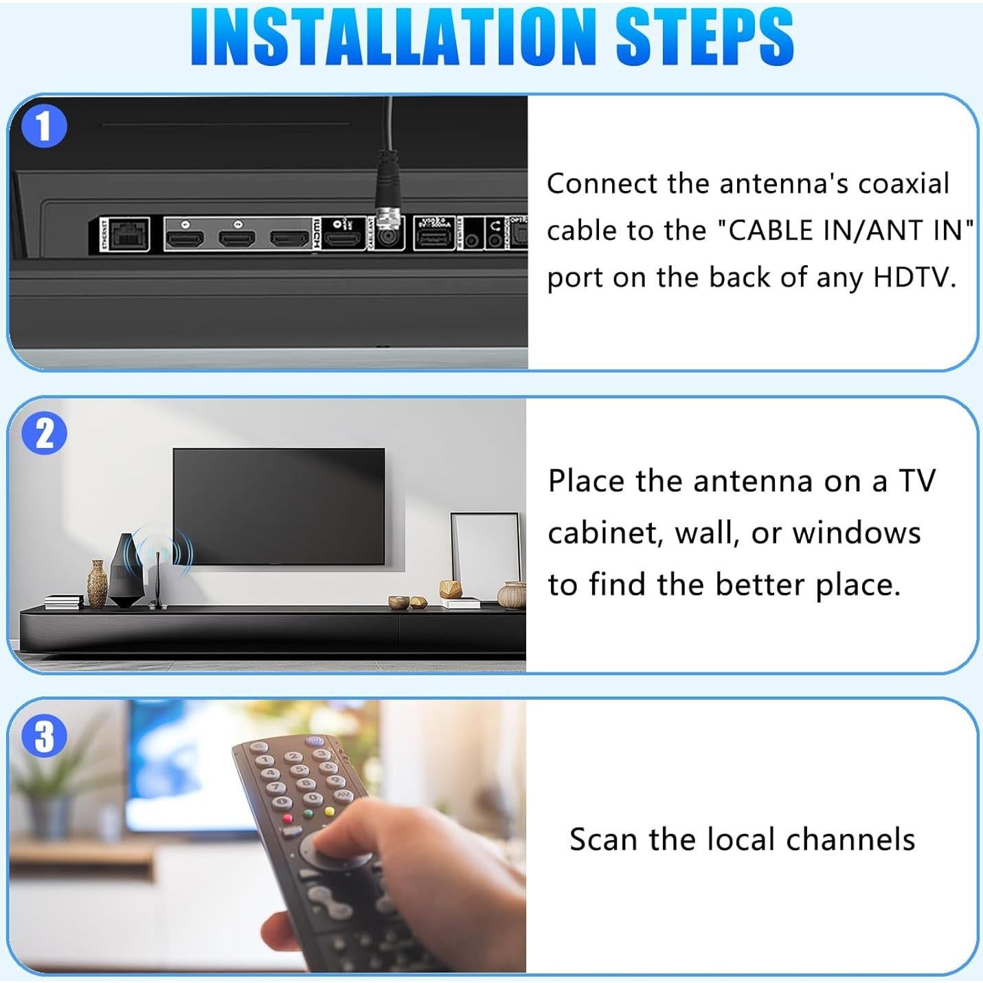 Antena de TV Digital HD DSJGB DVB-T22 con Amplificador 4K