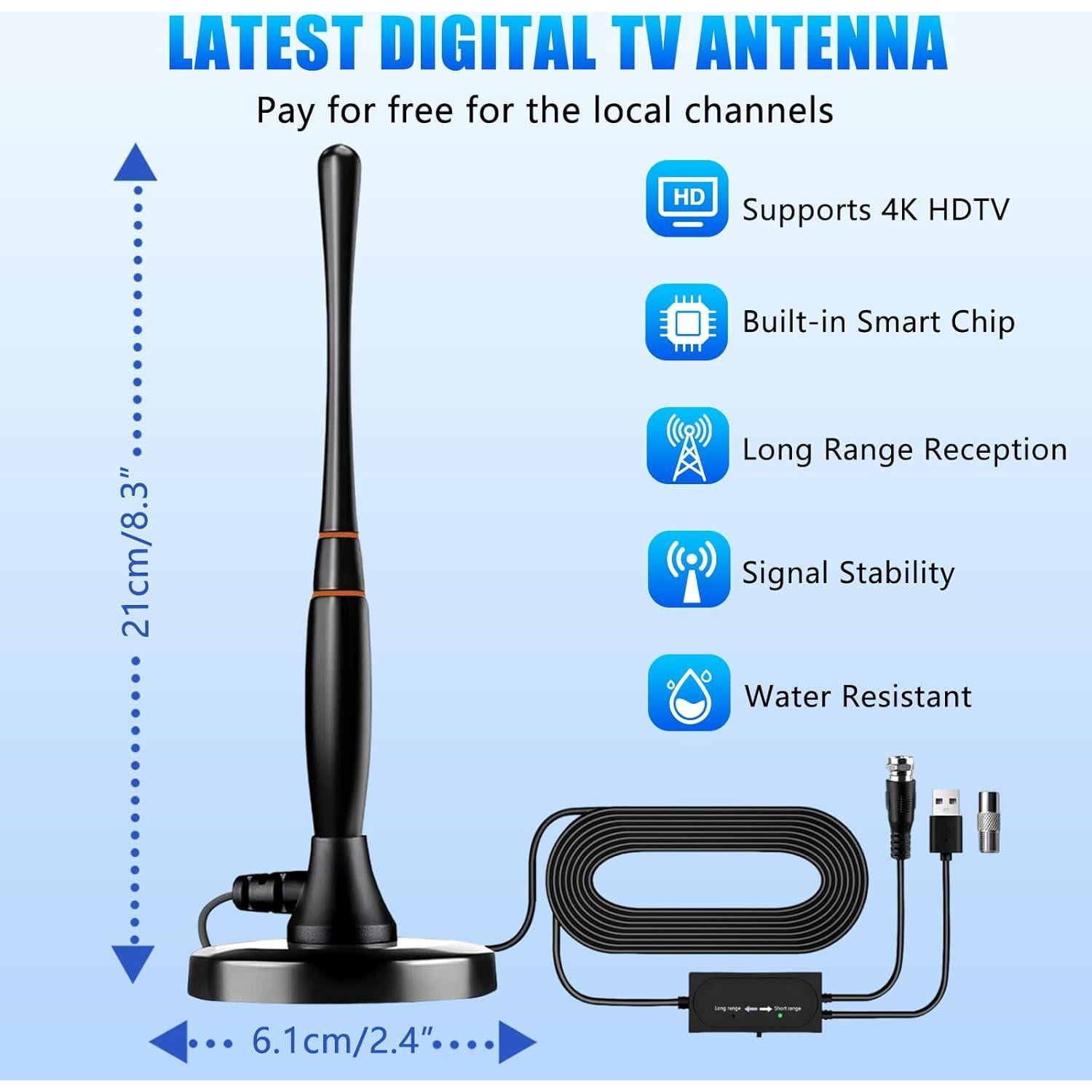 Antena de TV Digital HD DSJGB DVB-T22 con Amplificador 4K