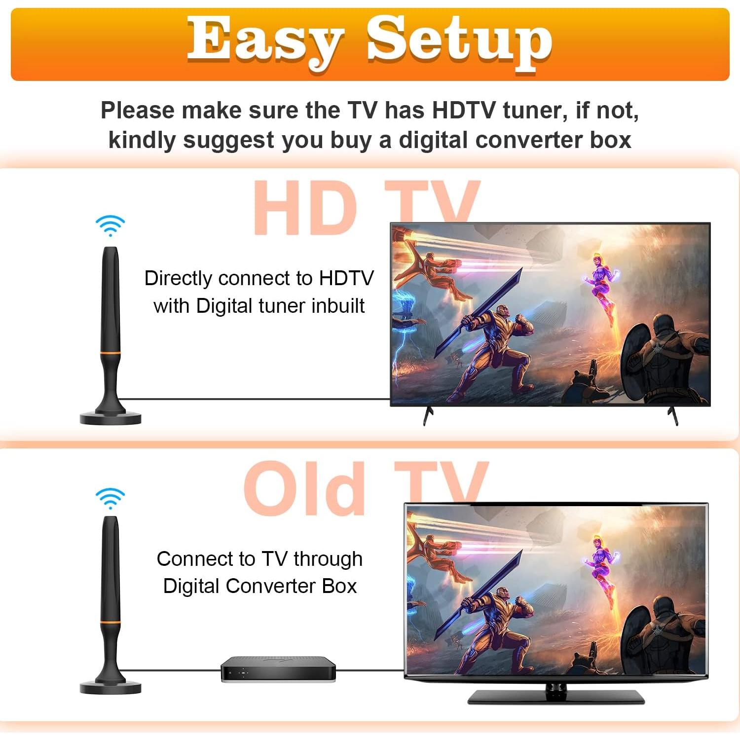 Antena Digital para TV Interior DGUPSP 4K Recepción 360°