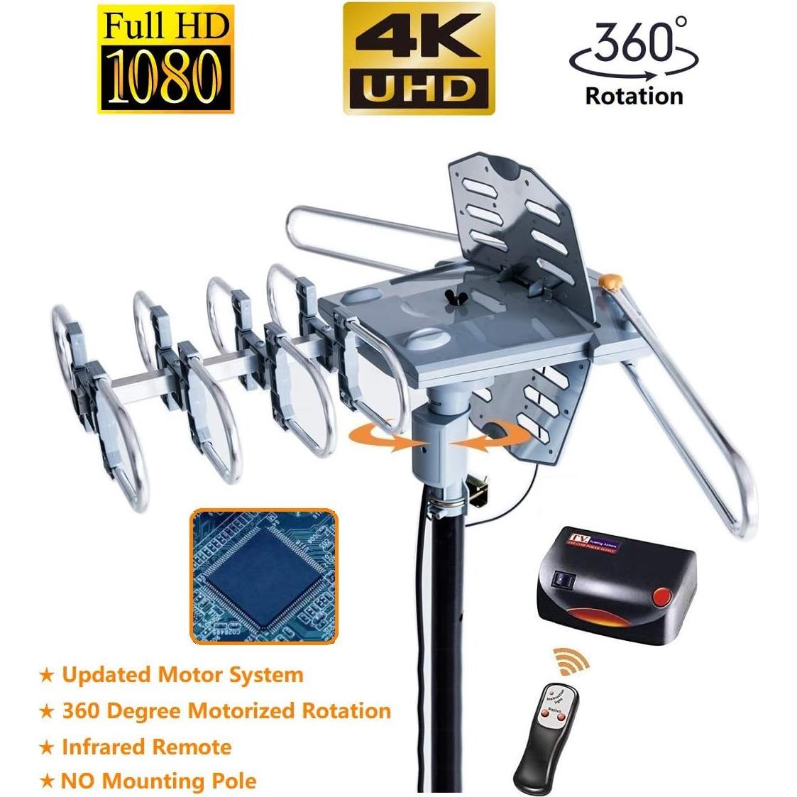 Antena HDTV Amplificada McDuory 150 Millas Exterior Control Remoto