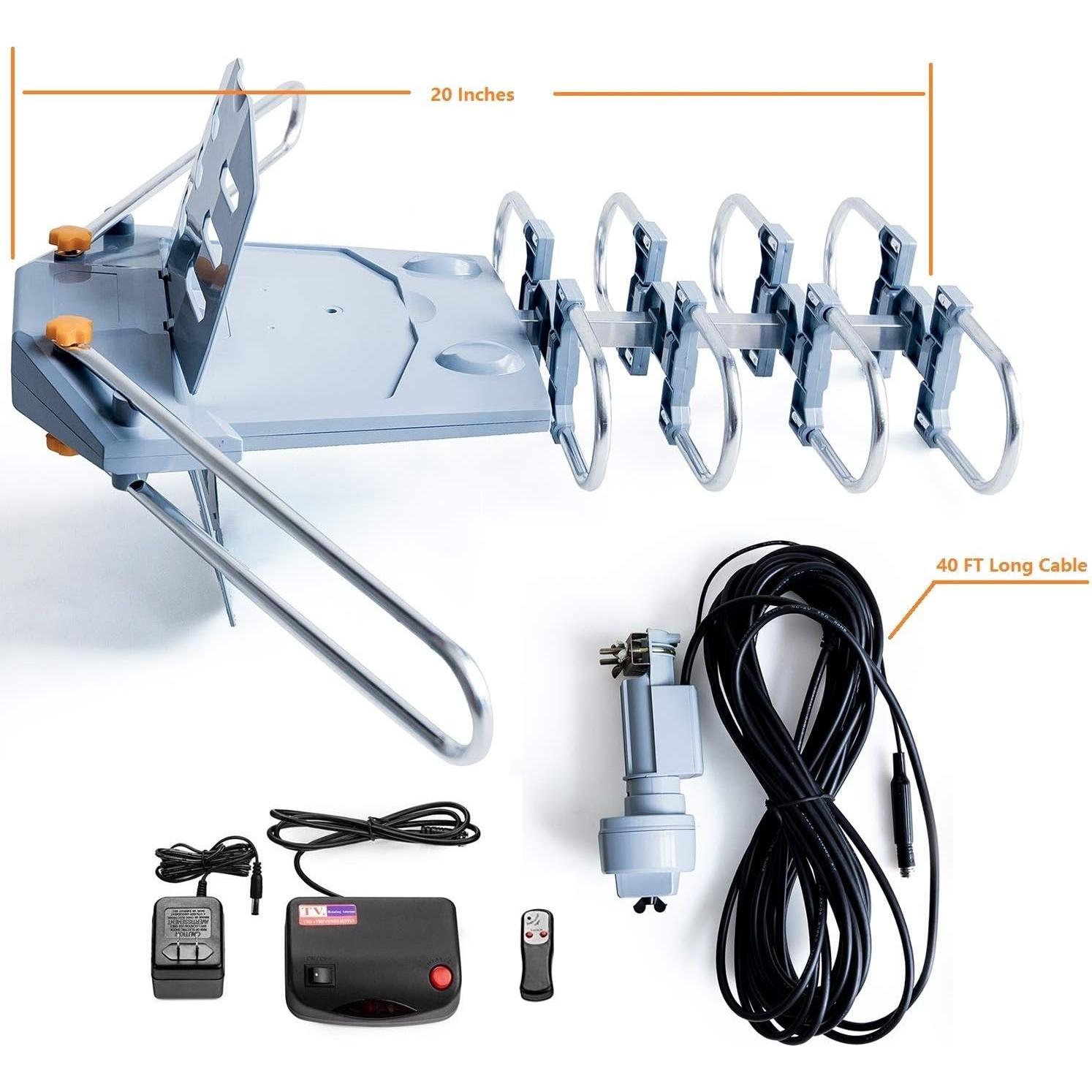 Antena HDTV Amplificada McDuory 150 Millas Exterior Control Remoto