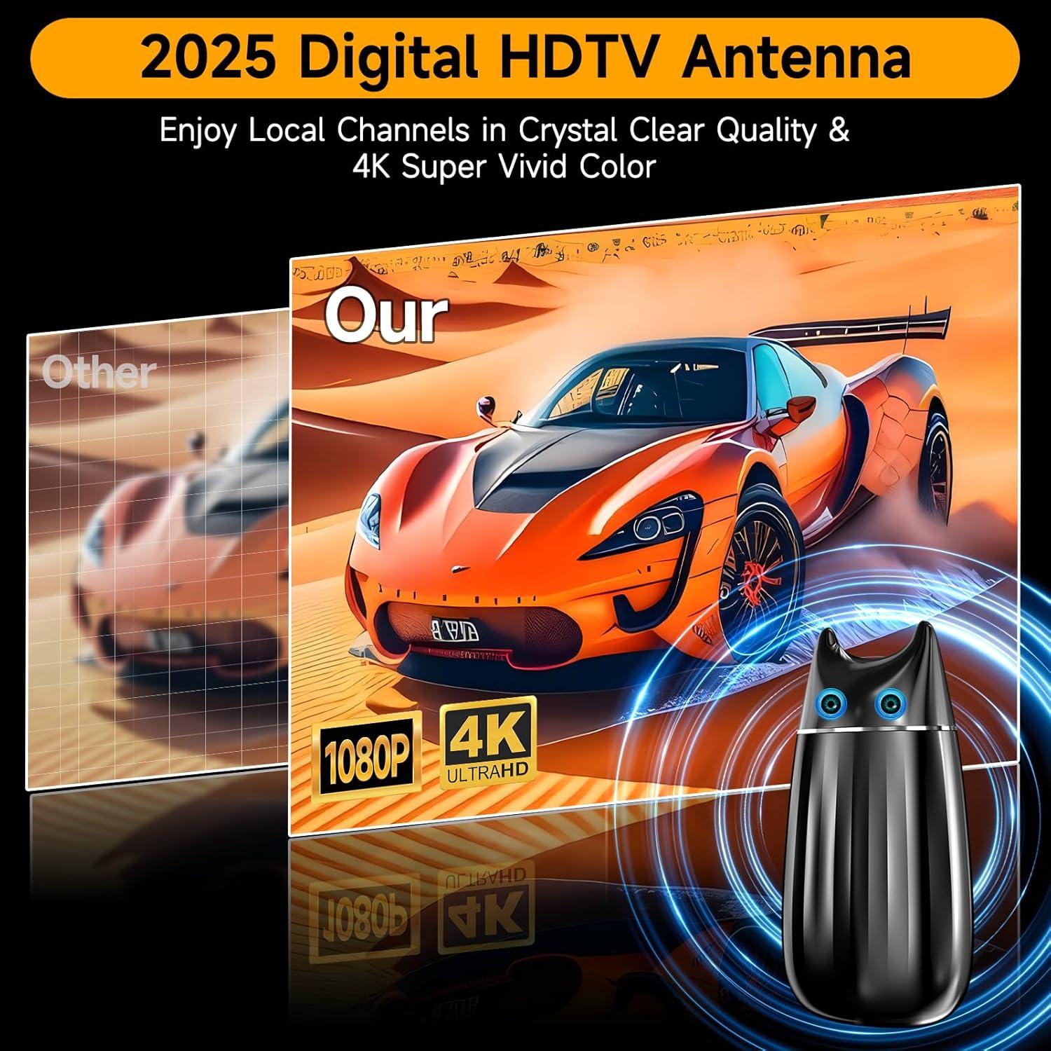 Antena Digital HD Qboy AN-3028 para Smart TV 4K 2700+ km