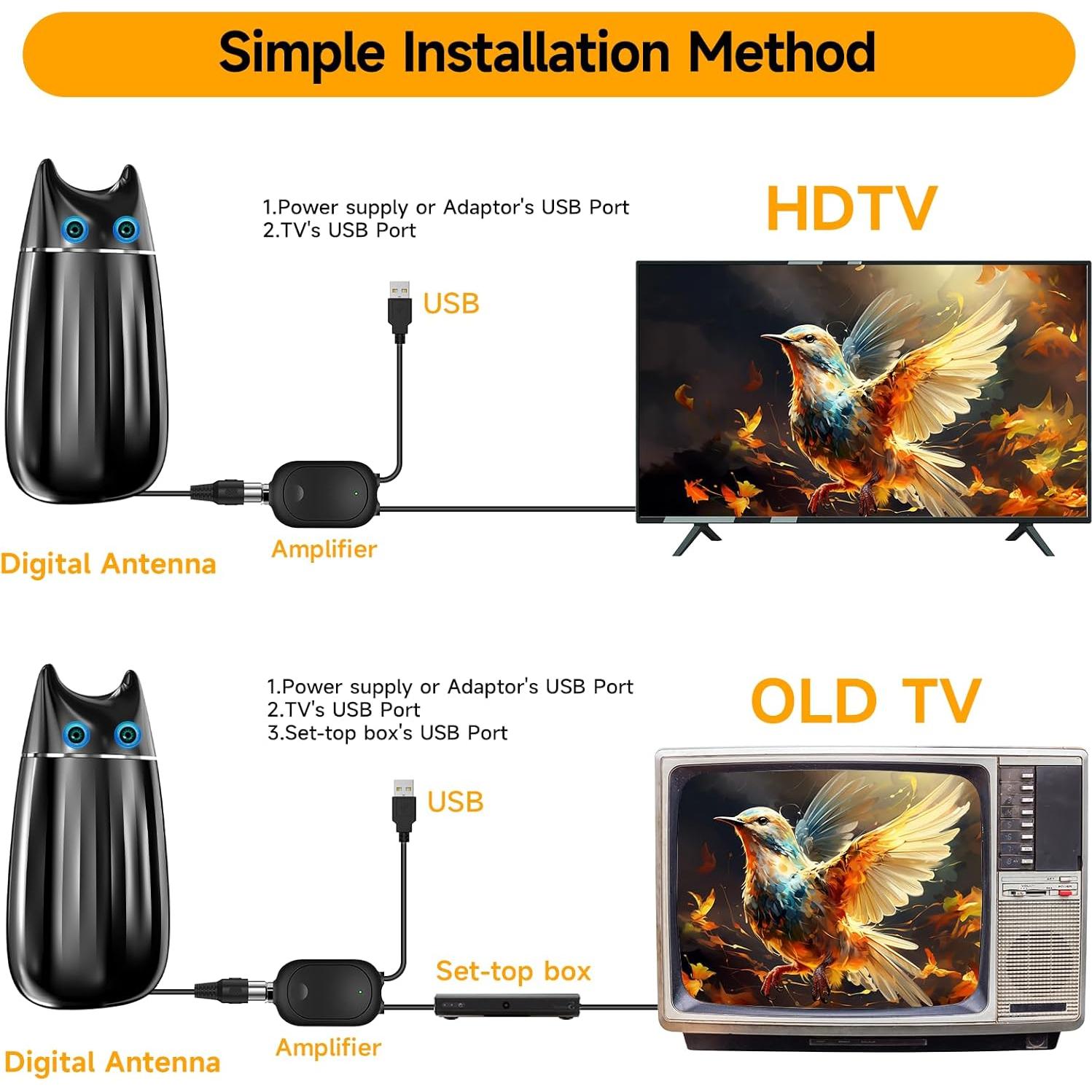 Antena Digital HD Qboy AN-3028 para Smart TV 4K 2700+ km