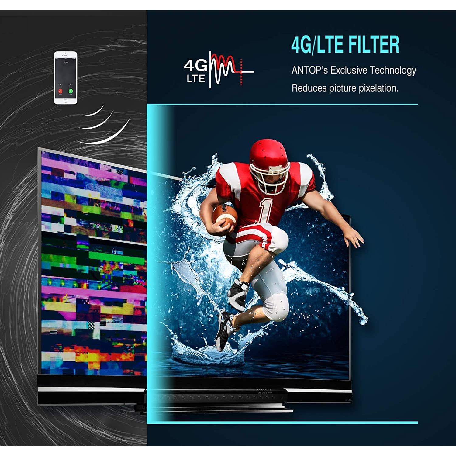 Antena Amplificada HDTV ANTOP AT-800SBS 85 Millas Doble Salida