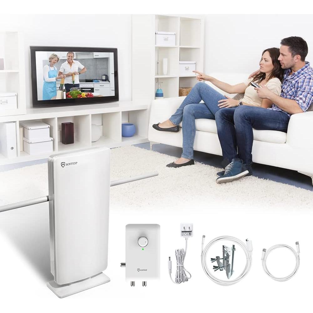 Antena Amplificada HDTV ANTOP AT-800SBS 85 Millas Doble Salida