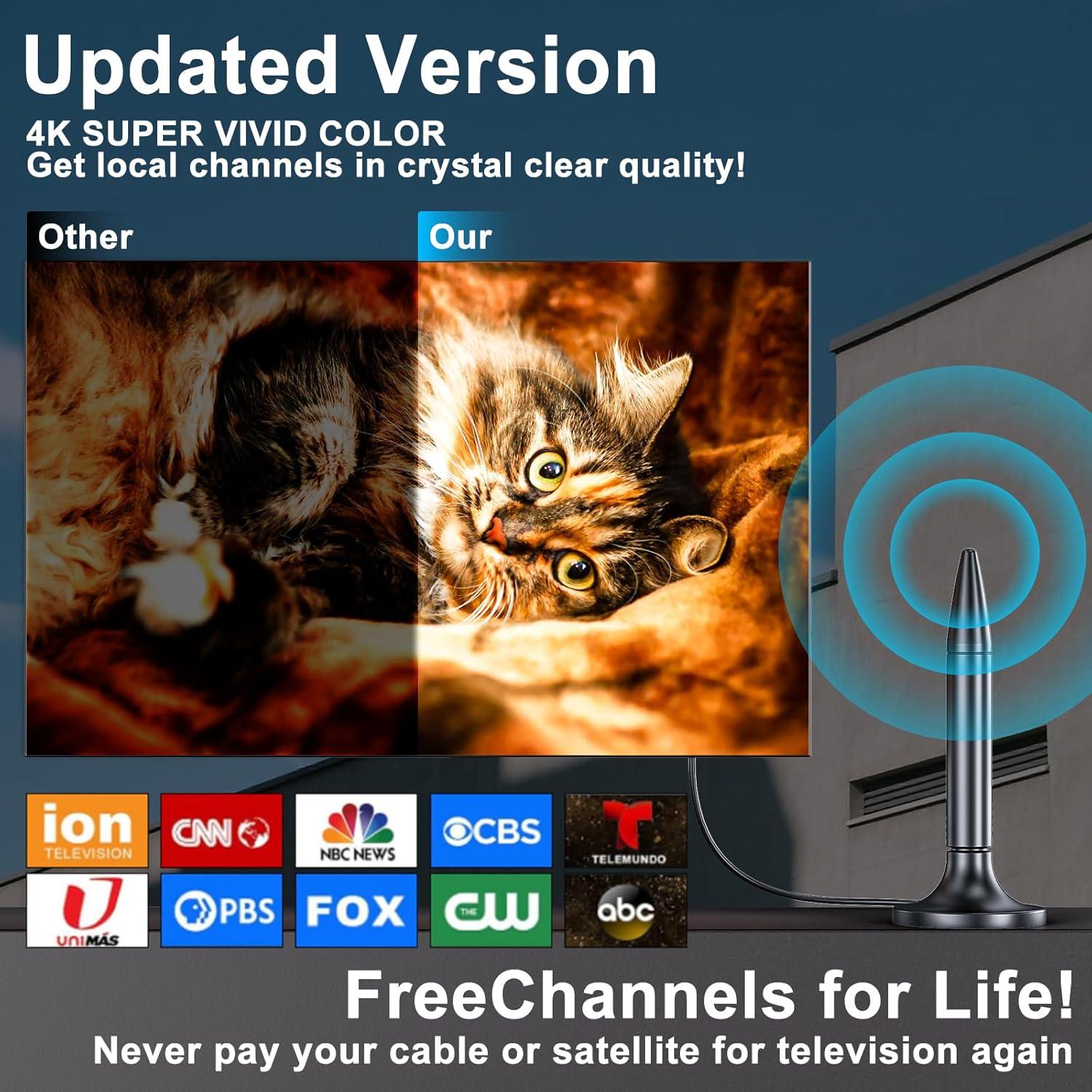 Antena de TV Digital HD iGENJUN con Amplificador 300 km