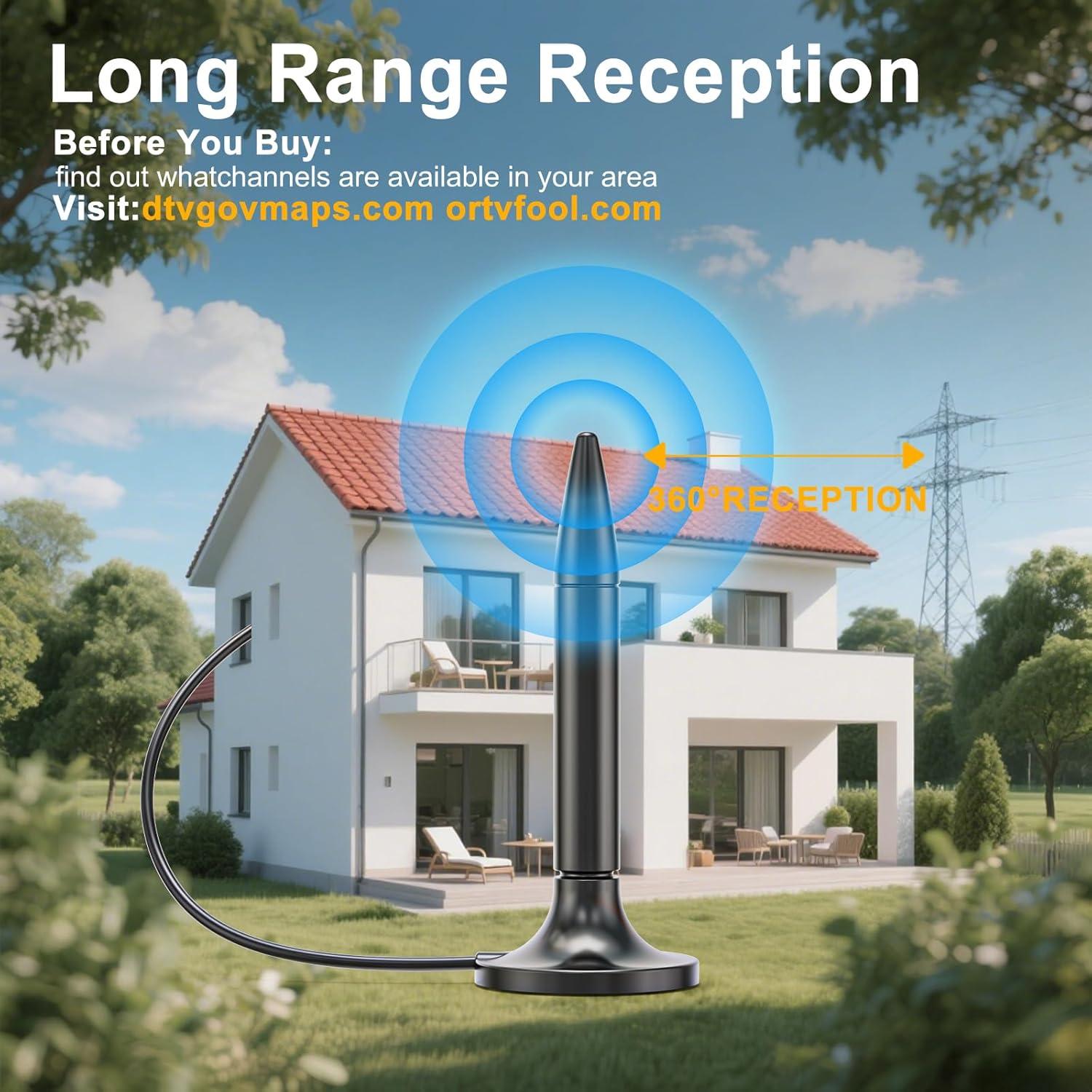 Antena de TV Digital HD iGENJUN con Amplificador 300 km