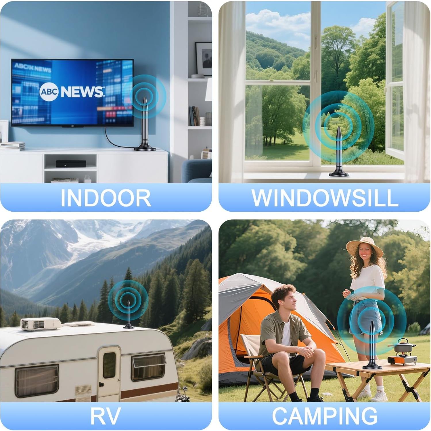 Antena de TV Digital HD iGENJUN con Amplificador 300 km