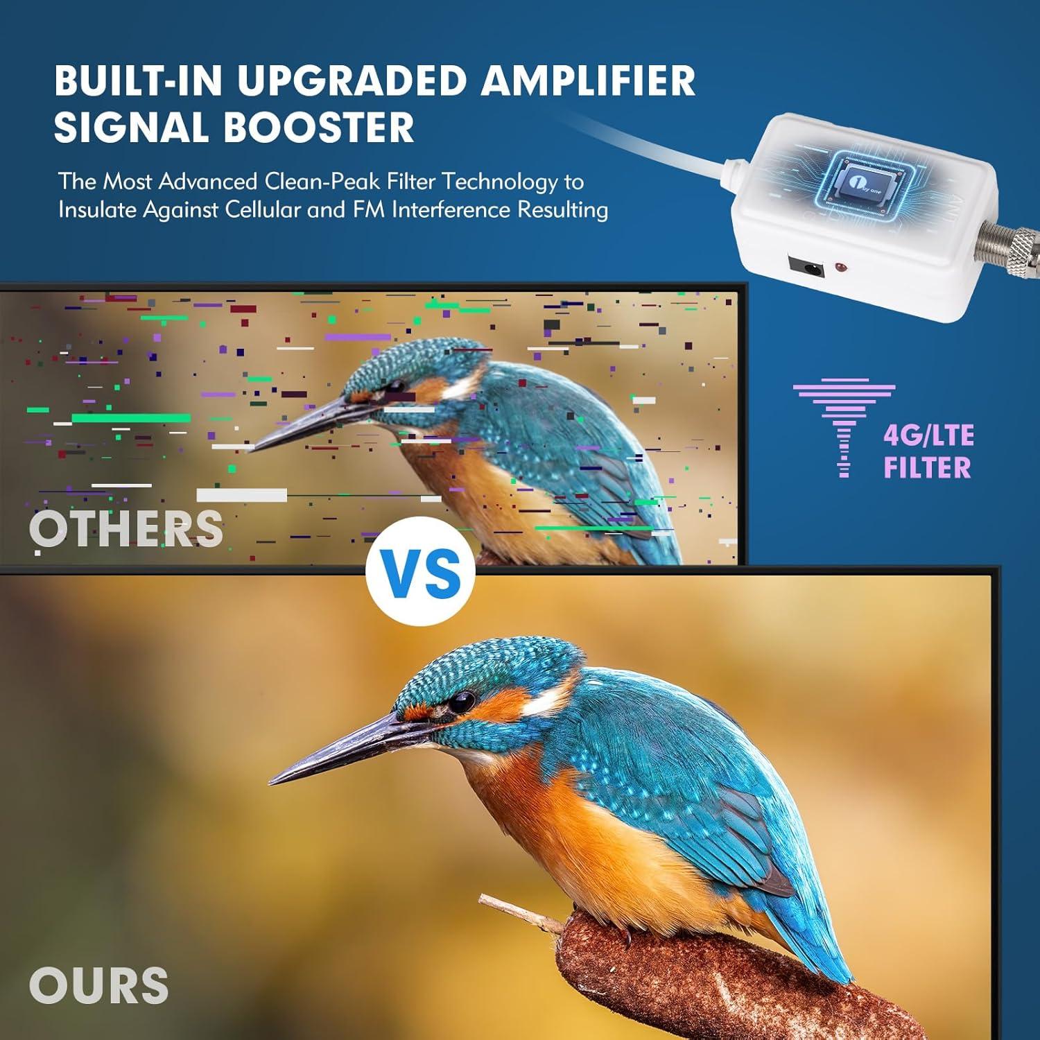 Antena de TV Exterior 1byone Omni-Direccional 360° 100+ km