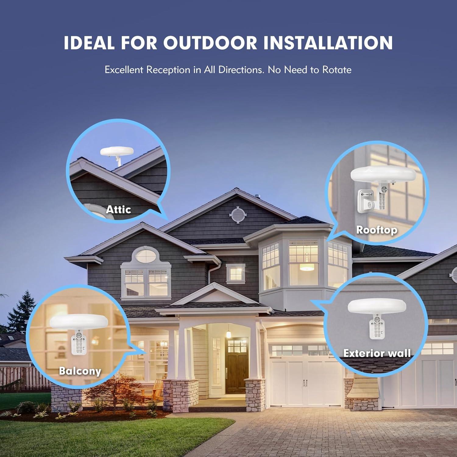 Antena de TV Exterior 1byone Omni-Direccional 360° 100+ km