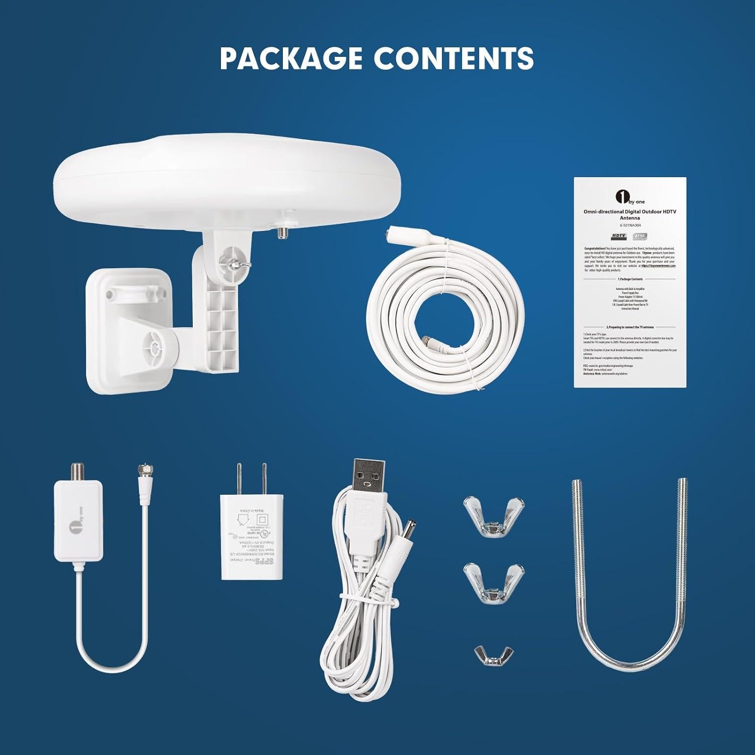 Antena de TV Exterior 1byone Omni-Direccional 360° 100+ km