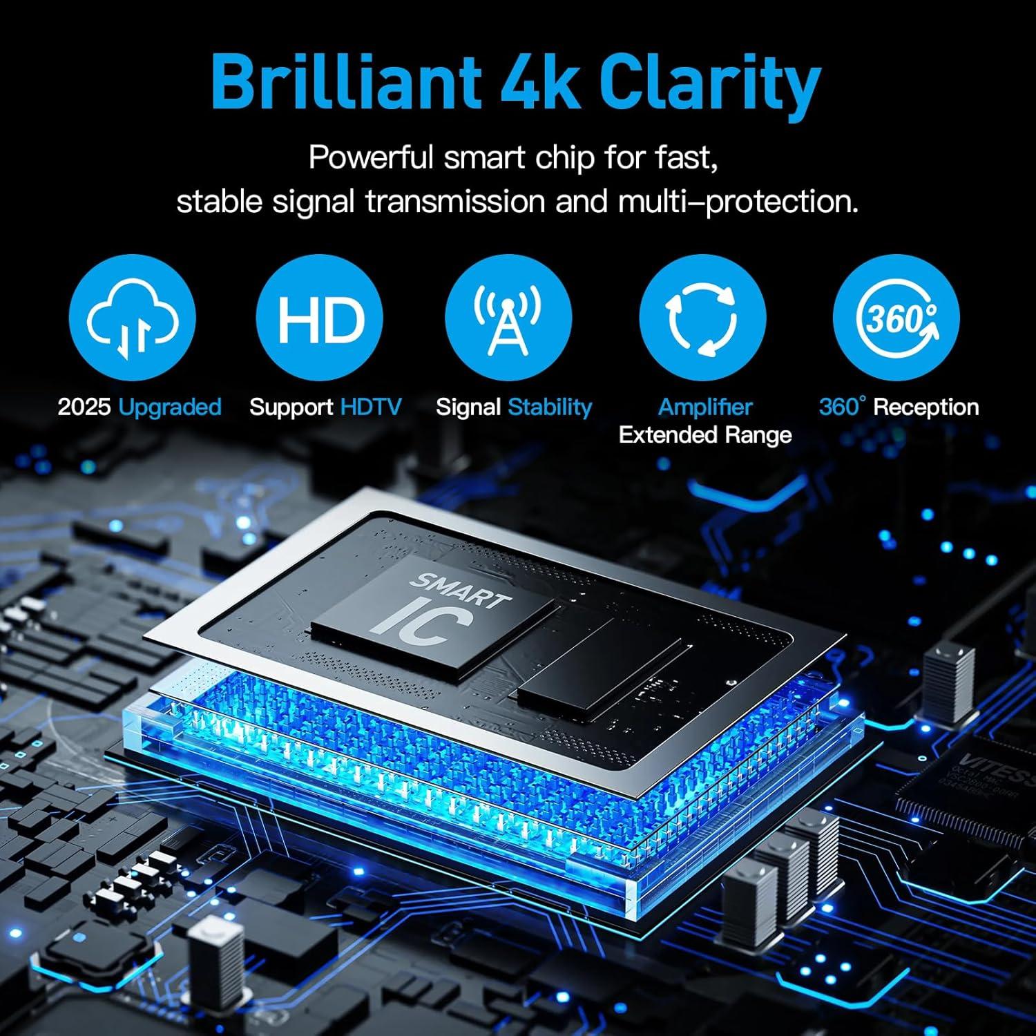 Antena de TV Digital Matrix HD Amplificada 1000 km 4K 1080p