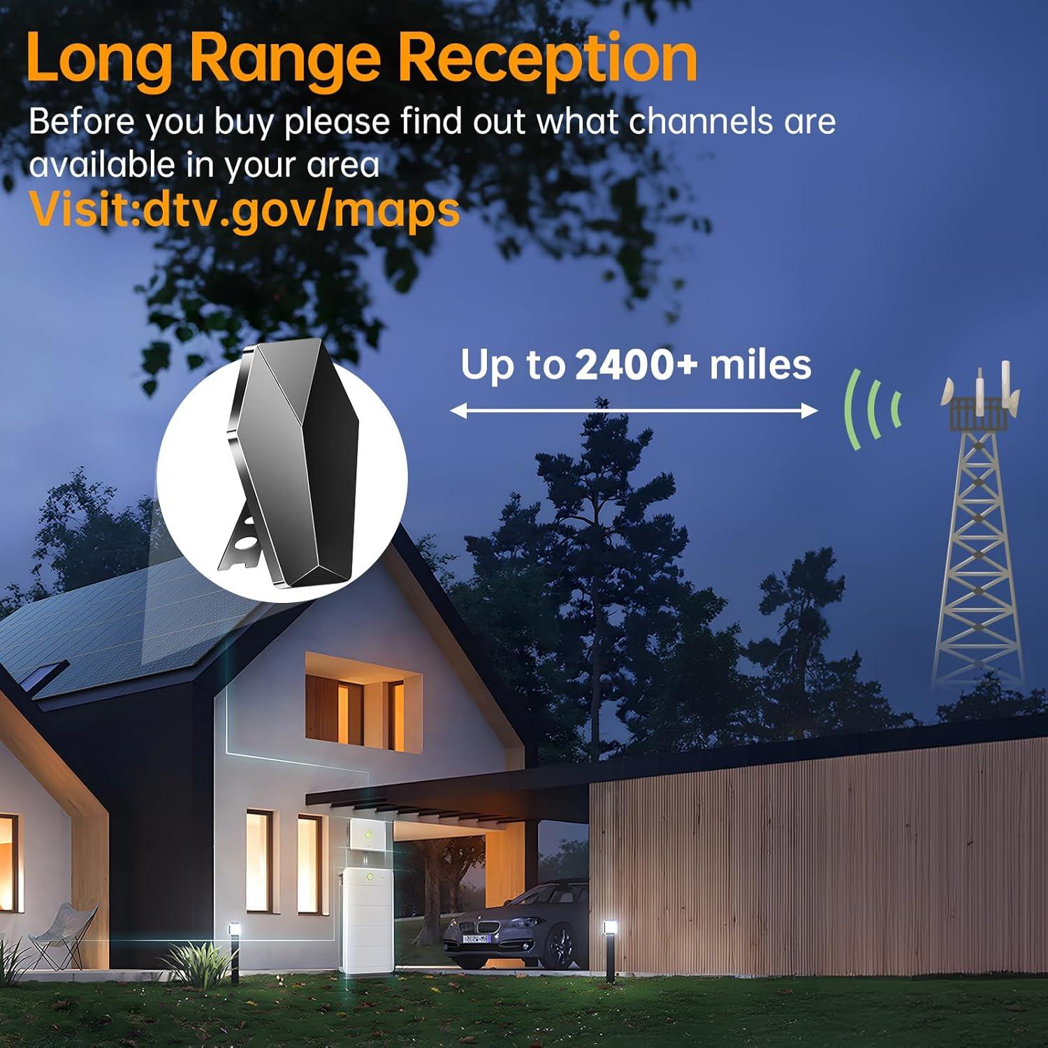 Antena Digital TV Merpersom 2400+ Millas 360° Amplificada