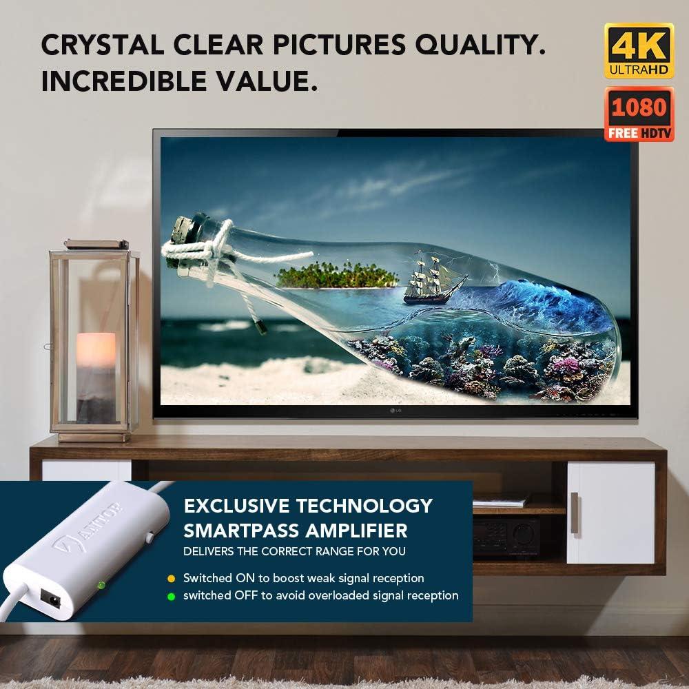 Antena HDTV Antop PL-414BG 360° Omni-Direccional con Amplificador