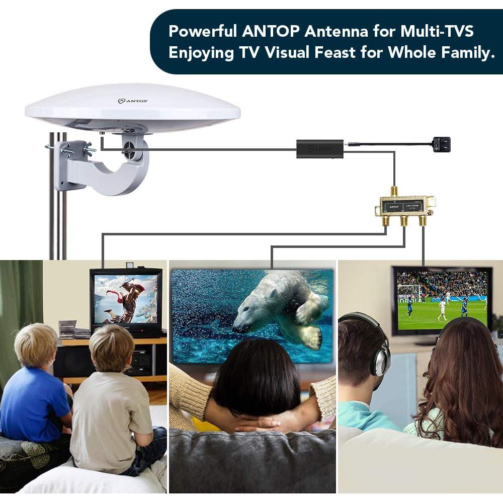 Antena HDTV Antop PL-414BG 360° Omni-Direccional con Amplificador