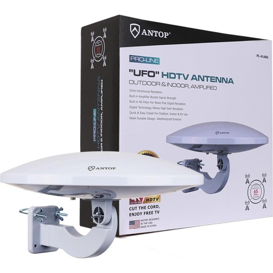 Antena HDTV Antop PL-414BG 360° Omni-Direccional con Amplificador