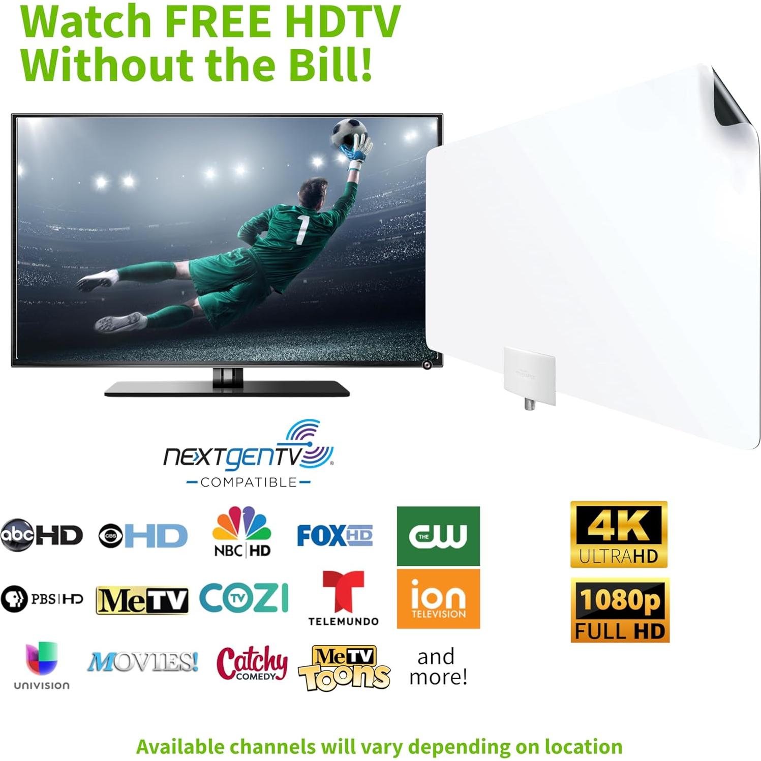 Antena de TV Interior Mohu Leaf 50 Amplificada 60 Millas 4K