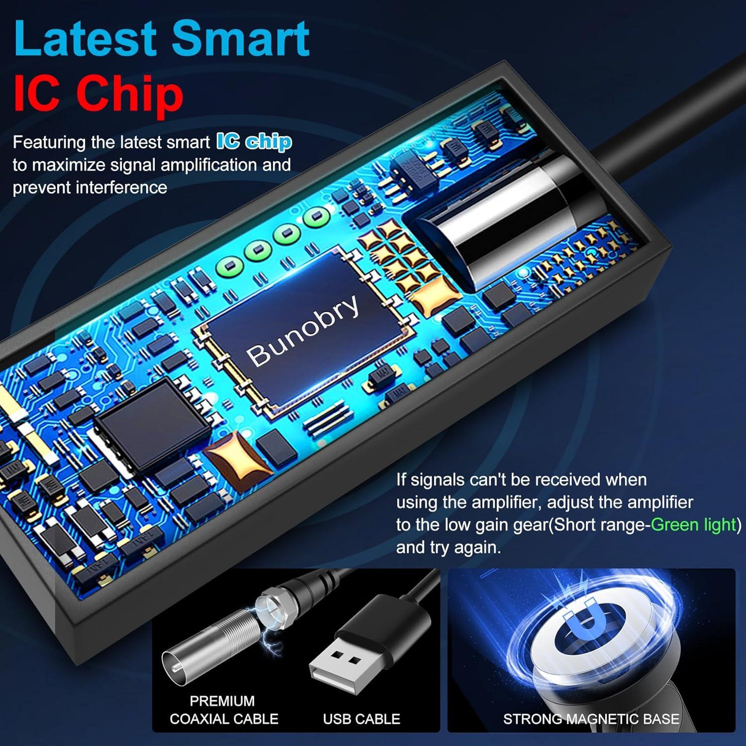 Antena de TV Digital Interior Bunobry AN-2041 4K 1080P