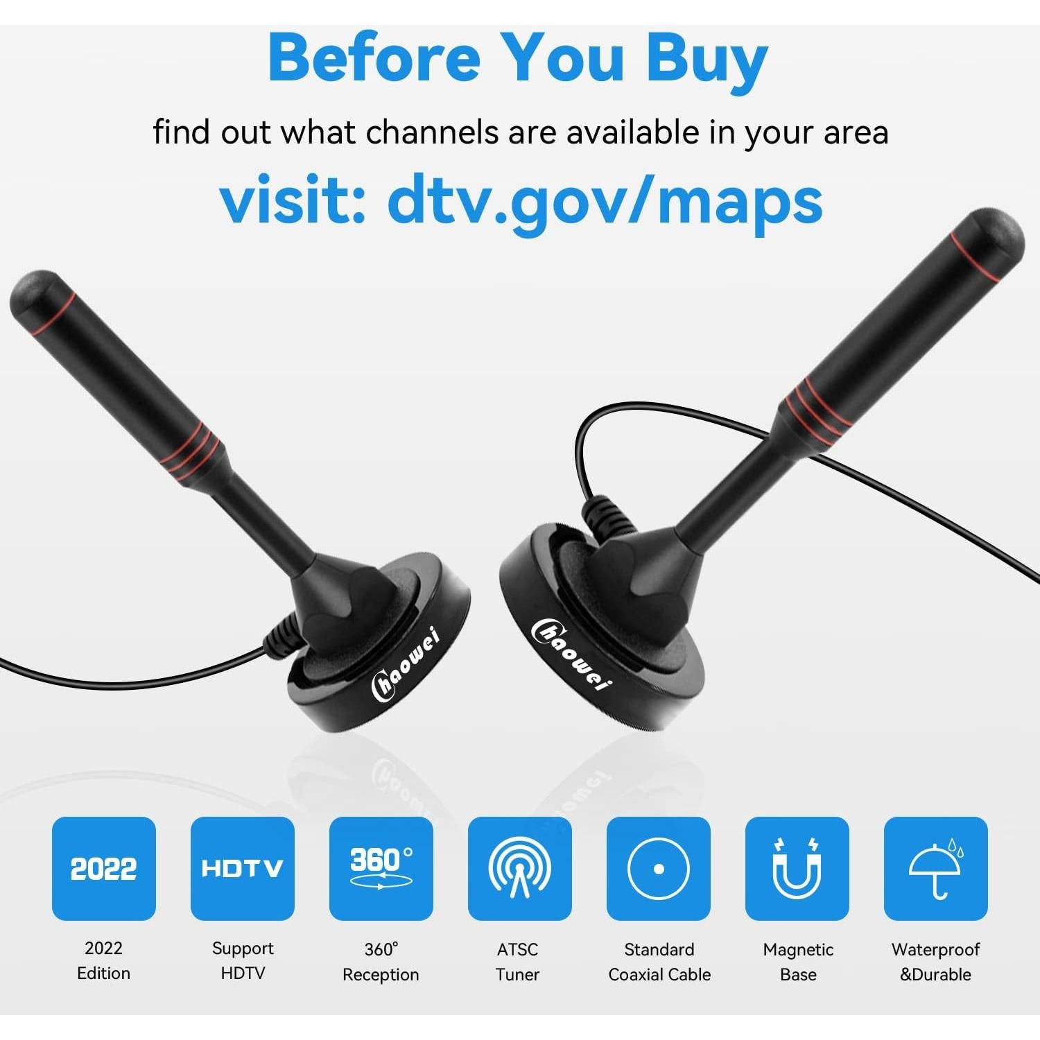 Antena de TV Digital Chaowei DVB66 Omnidireccional 4K 1080P