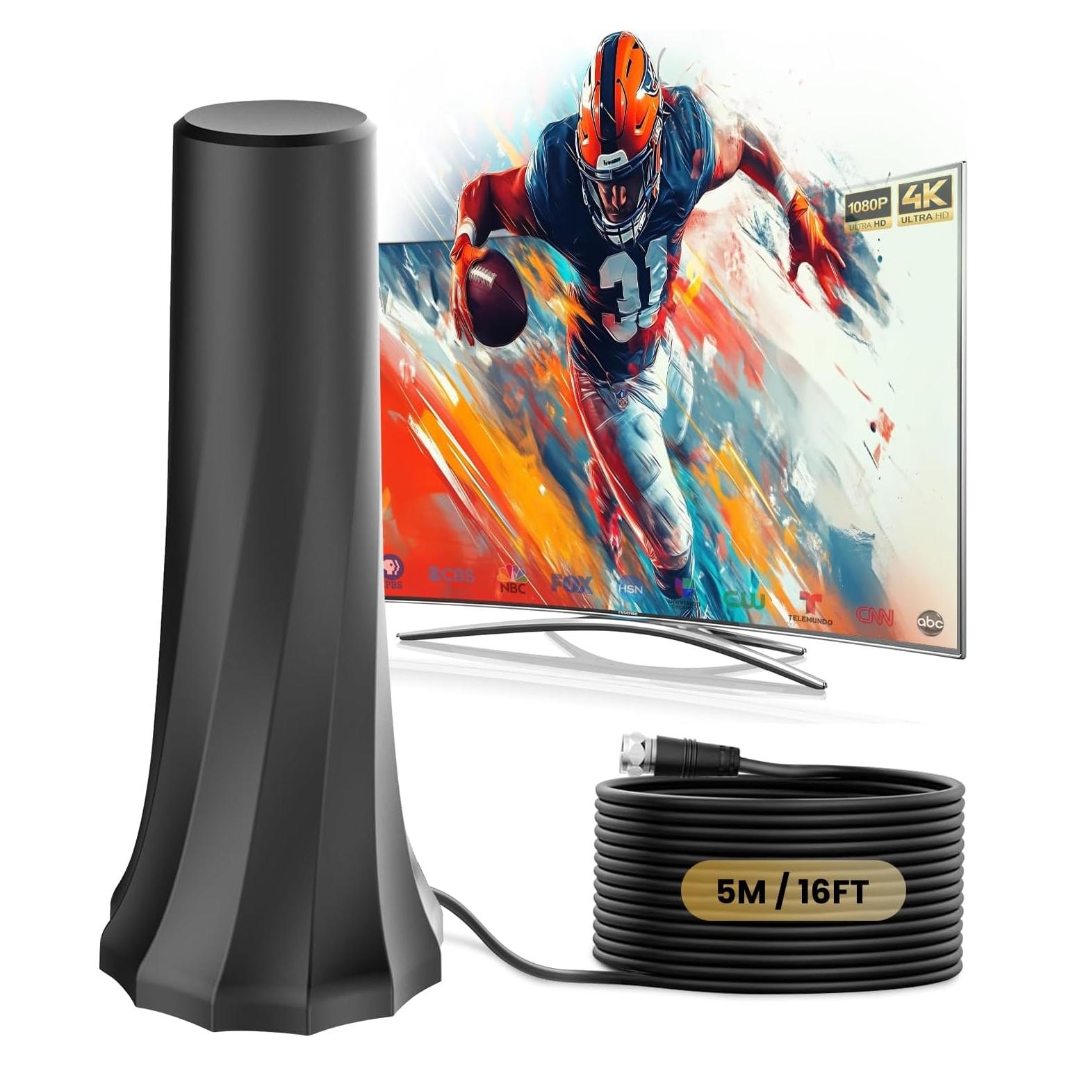 Antena de TV Interior RTKJEQQ 1000 Millas 4K 1080p Amplificada