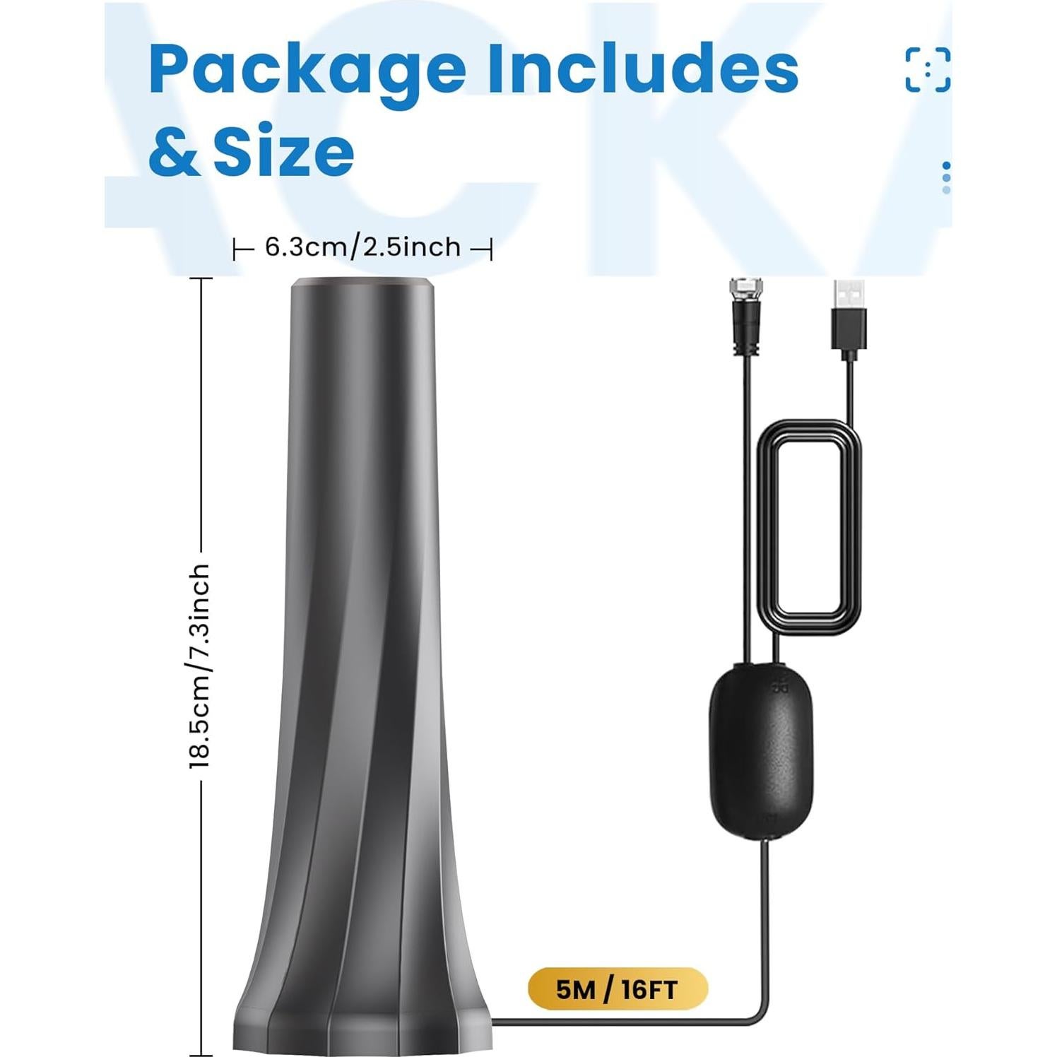 Antena de TV Interior RTKJEQQ 1000 Millas 4K 1080p Amplificada