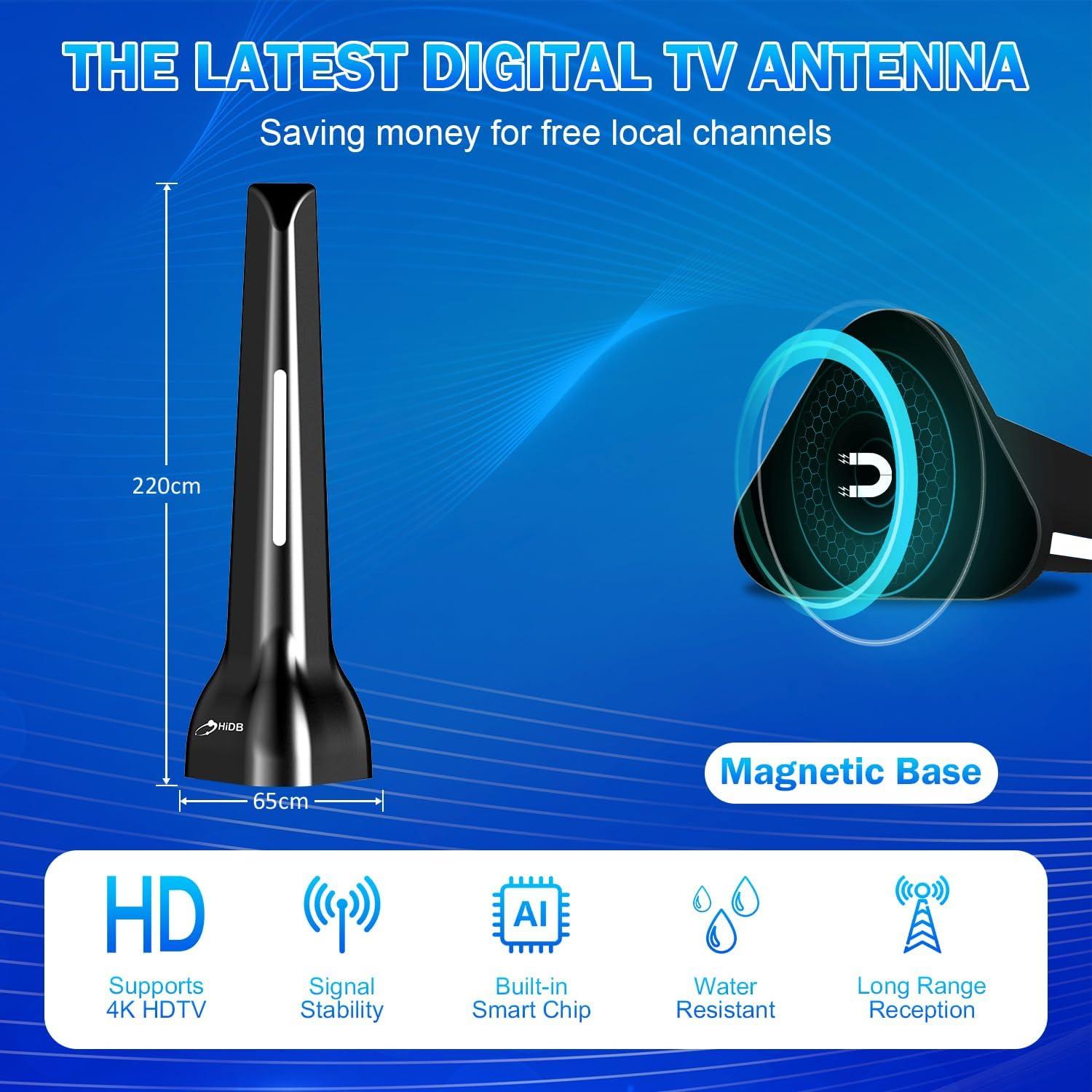 Antena Digital HDTV HIDB 4K 120 Millas Interior Gris