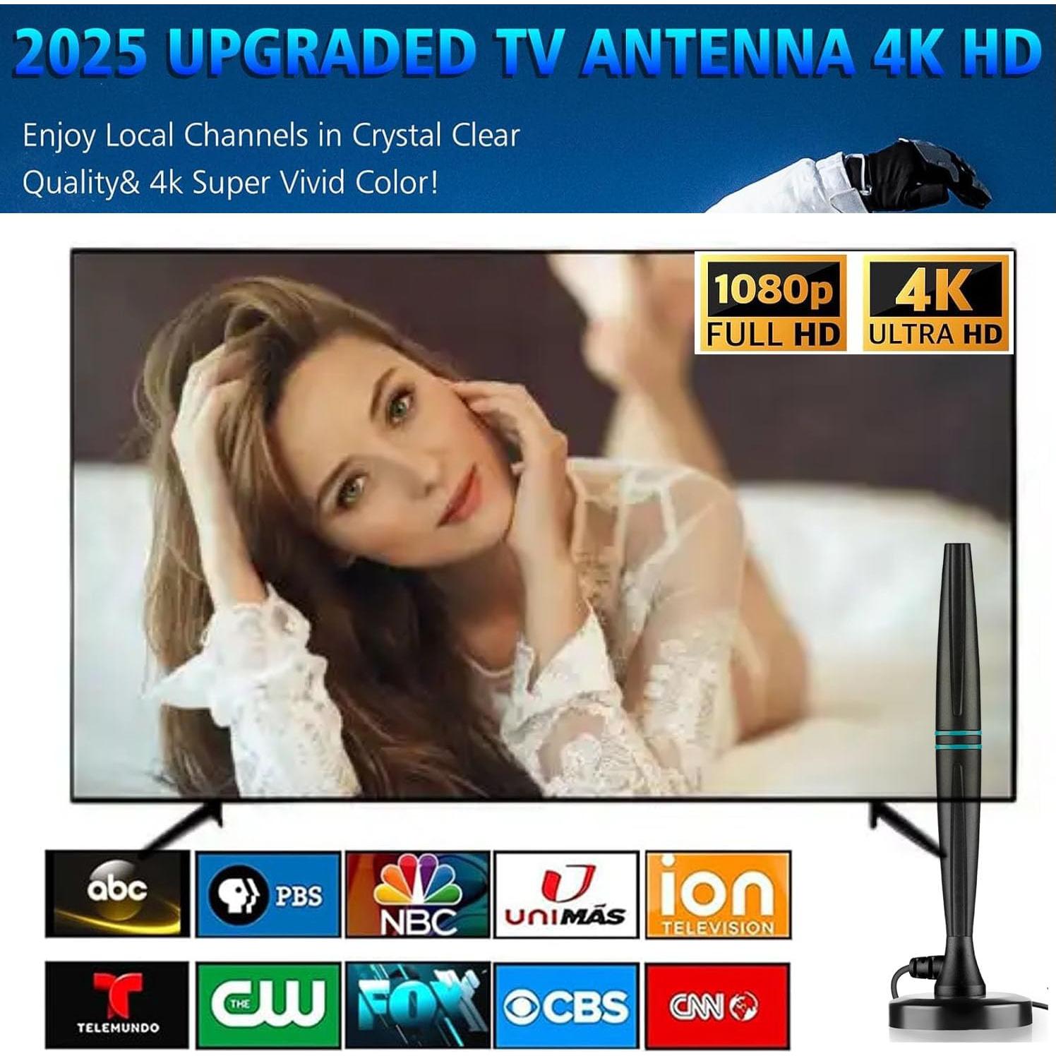 Antena de TV Digital QTGAME 4K 1080p Interior y Exterior