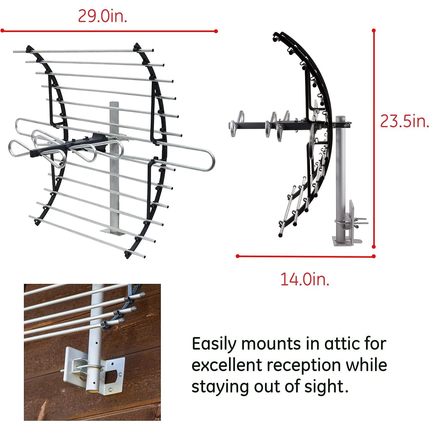 Antena Digital GE 33692 para Techo 4K HD VHF UHF 96 km