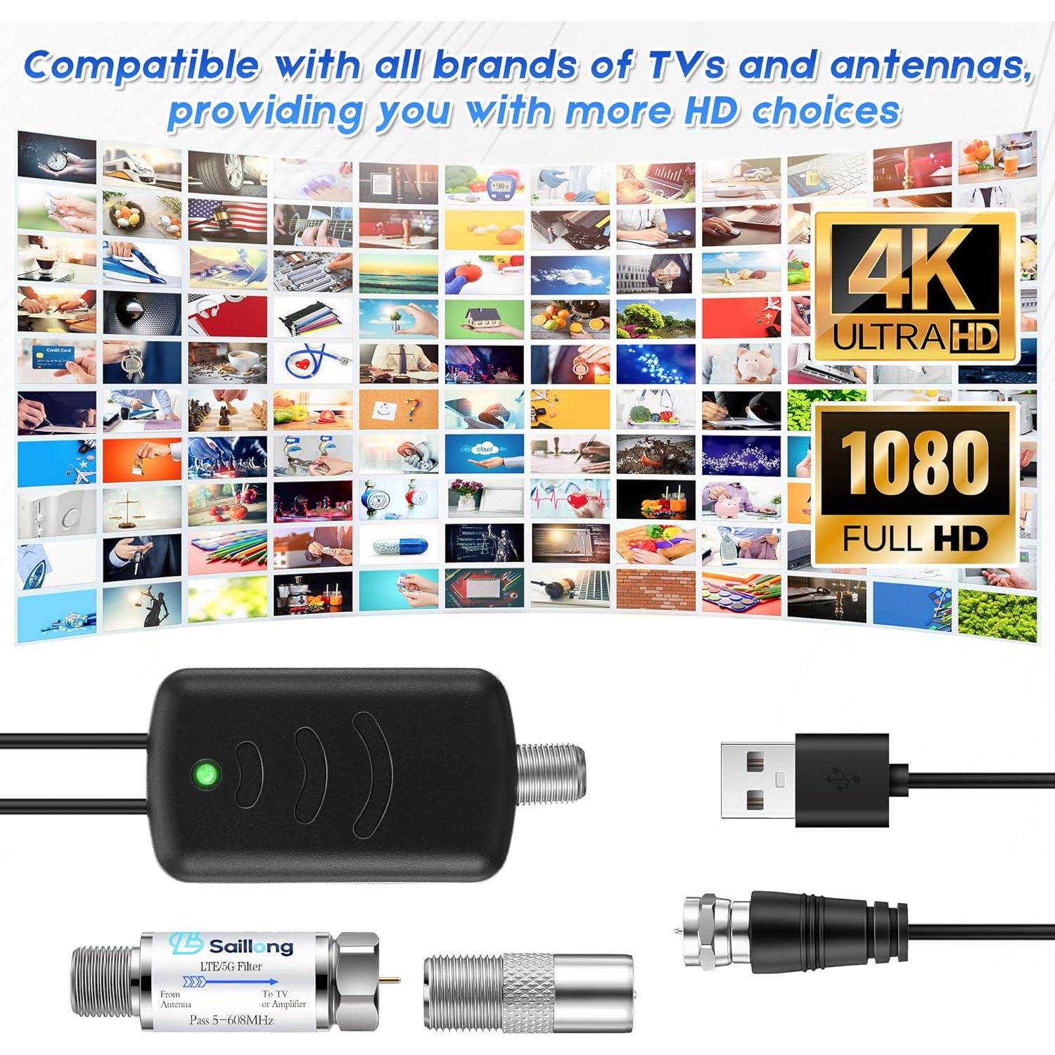 Amplificador de Antena de TV Saillong SL-Saillong-1011 con Filtro LTE