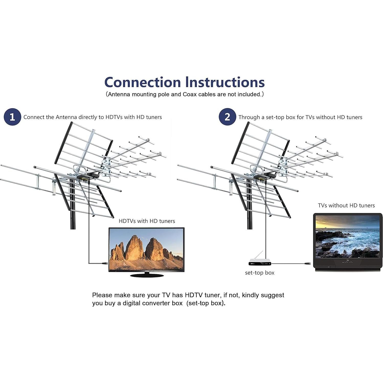 Antena de TV Exterior PIBIDI UHD-8903 4K 1080P VHF UHF 200 km