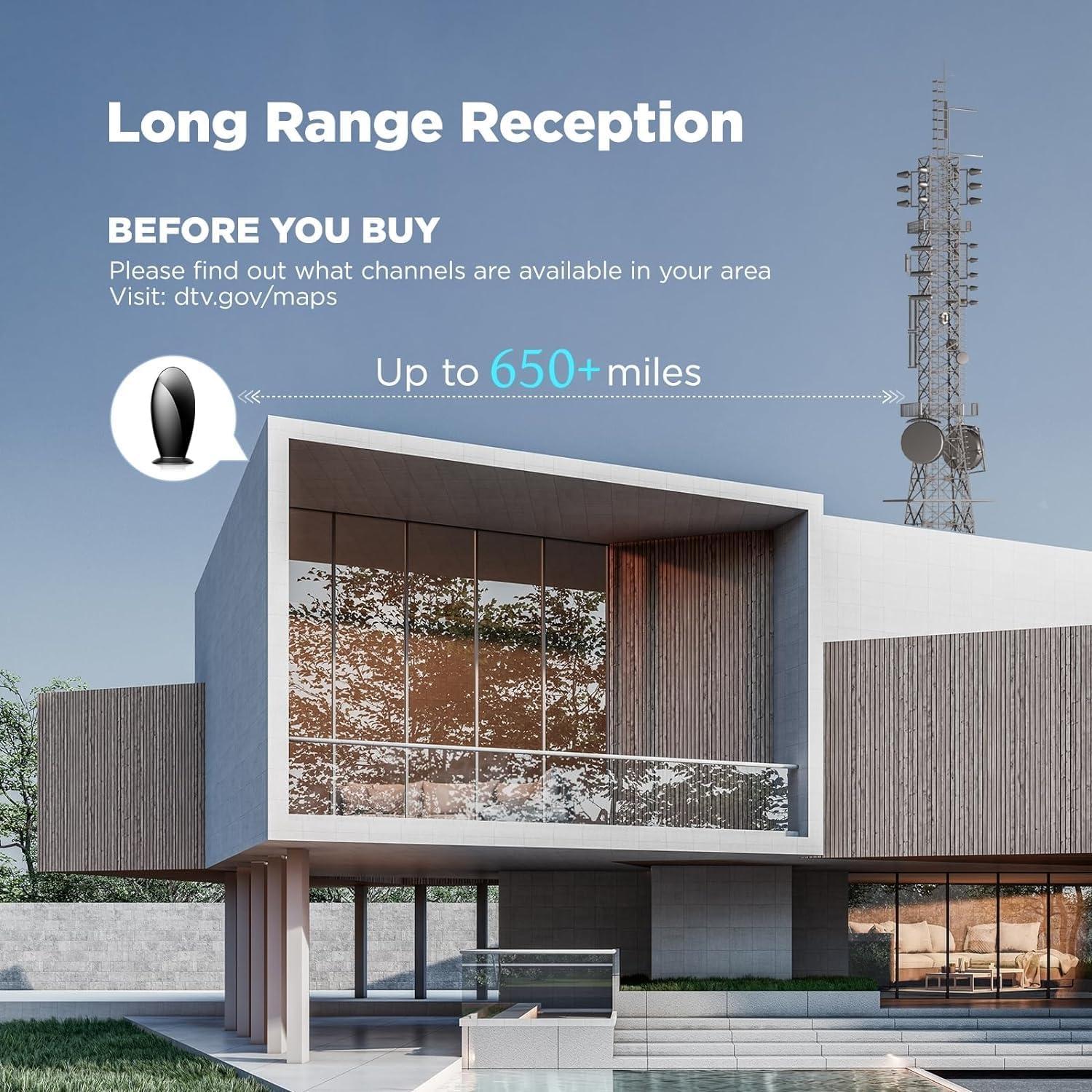 Antena de TV Digital AeroSign 650 Millas 4K HD Amplificada