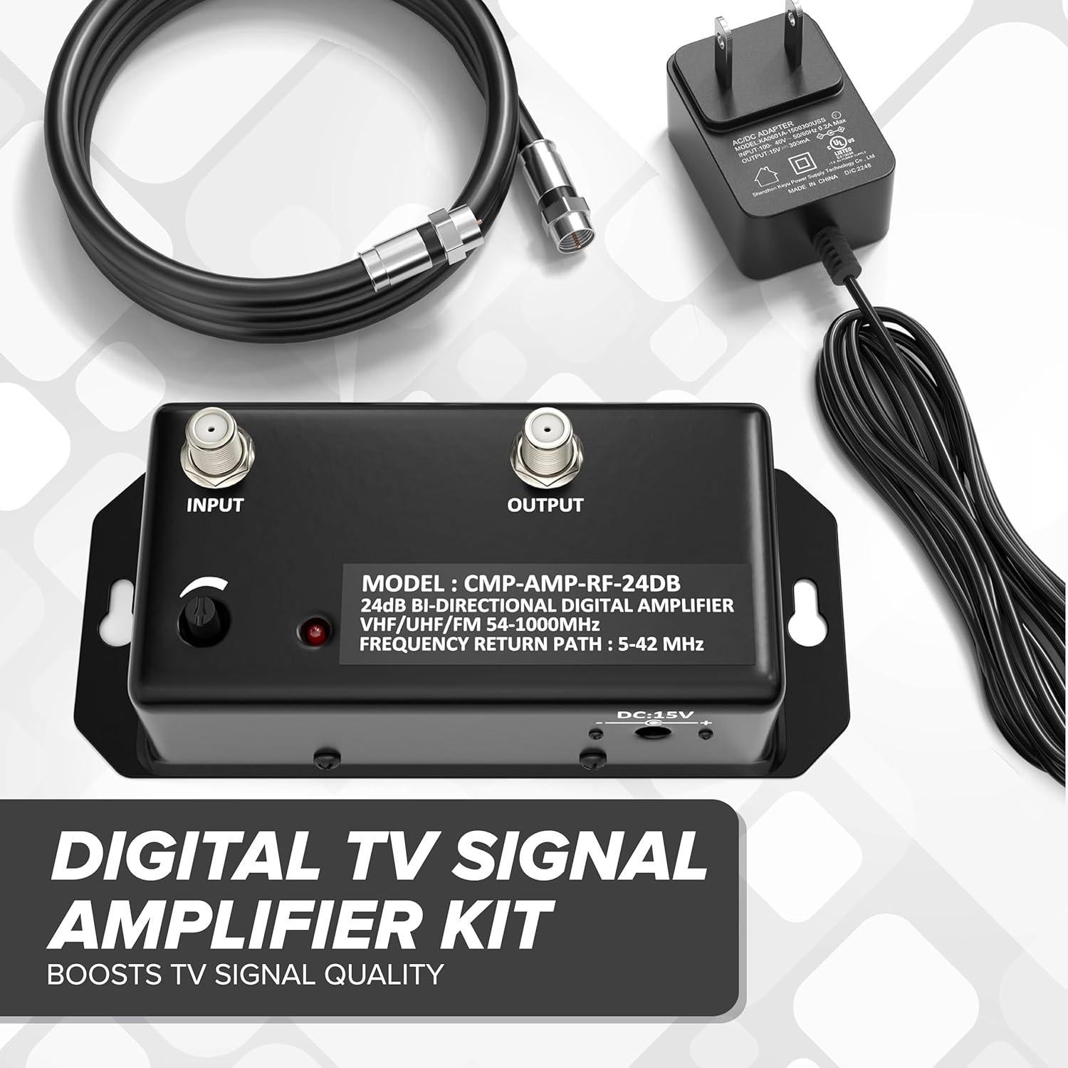 Amplificador de Antena de TV The Cimple Co 24 dB con Coaxial